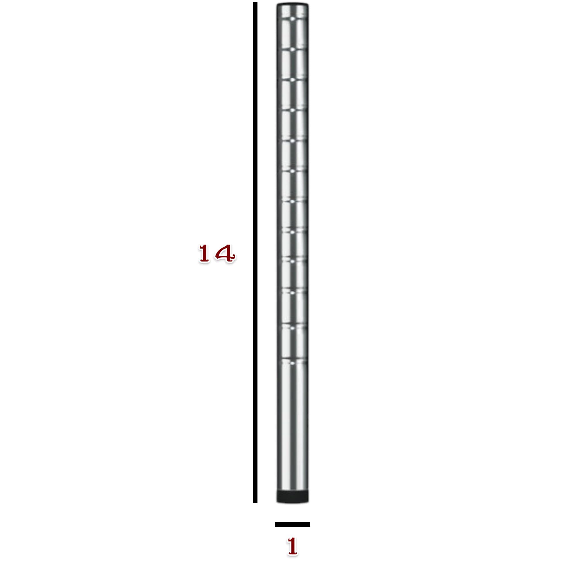 Heavy Duty H14 Chrome Shelving Posts - Set of 4 | Commercial Grade Adjustable Utility Shelf Supports | NSF Certified, Durable & Corrosion-Resistant Metal Posts | Easy Assembly | Perfect for Warehouse, Garage, Retail & Industrial Storage Racks