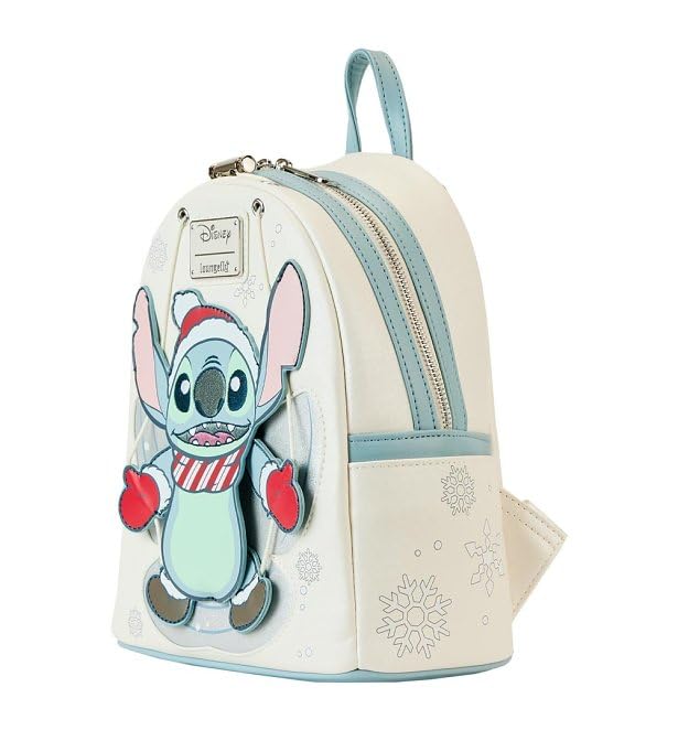 Loungefly Disney Stitch Snow Angel Mini Backpack - Cute Cosplay Accessory for Disney Fans | Perfect for Theme Parks, Conventions & Everyday Use