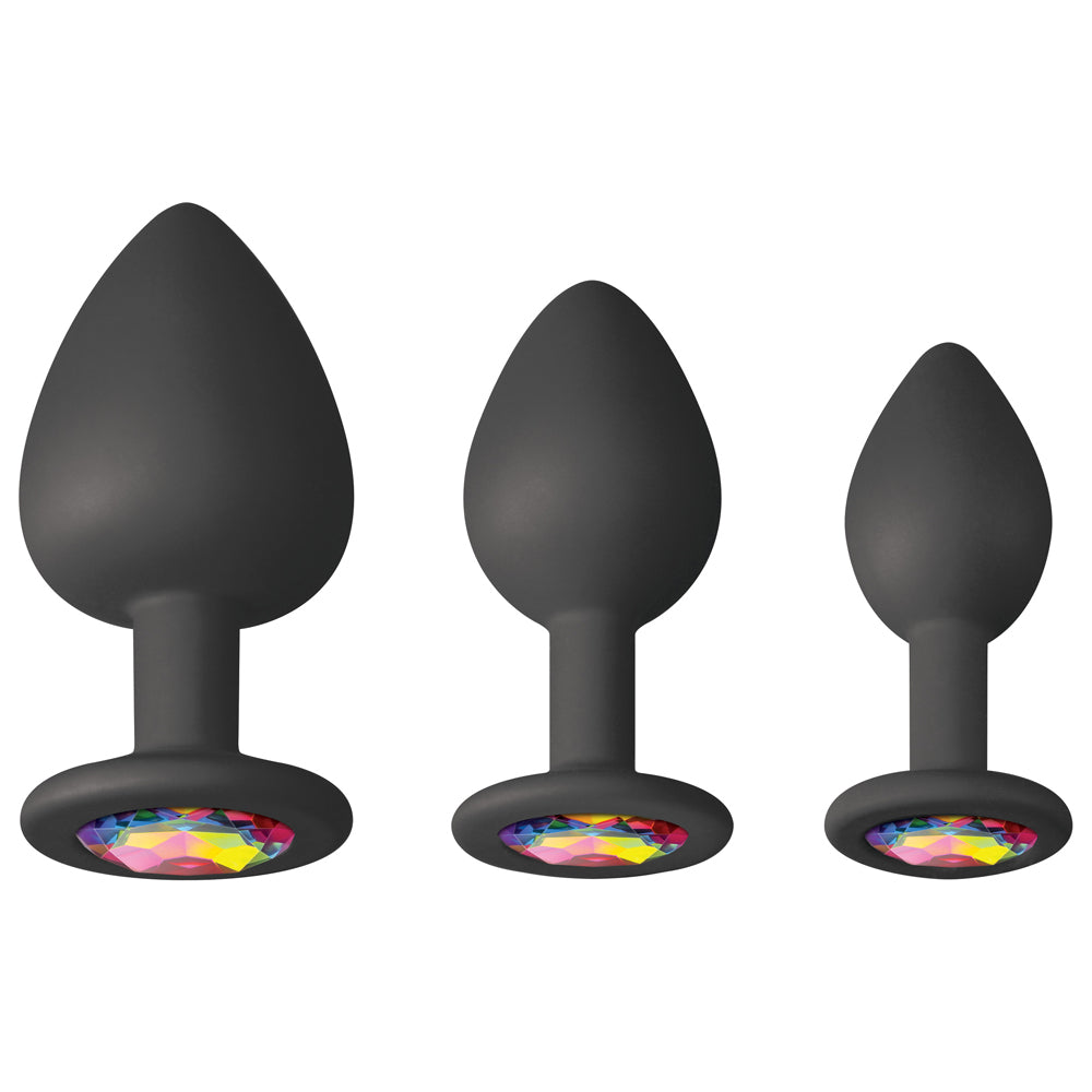 Glams Spades Anal Plug Trainer Kit - 3 Piece Butt Plug Set for Beginners, Comfortable Silicone Anal Training Kit for Men & Women - Perfect for Relaxation, Intimacy & Sensual Play