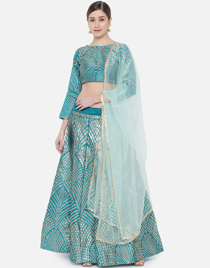 Exquisite Blue Banarasi Silk Jacquard Lehenga Choli for Women | Traditional Indian Bridal Wear | Perfect for Weddings, Festivals & Special Occasions