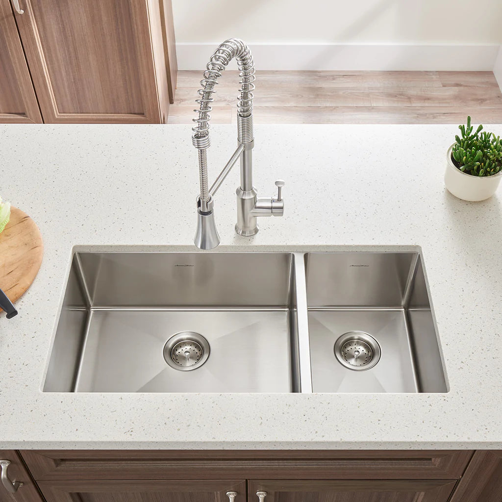 American Standard Pekoe 35x18 1.5 Bowl Undermount Kitchen Sink - Stainless Steel for Modern Home & Restaurant Use