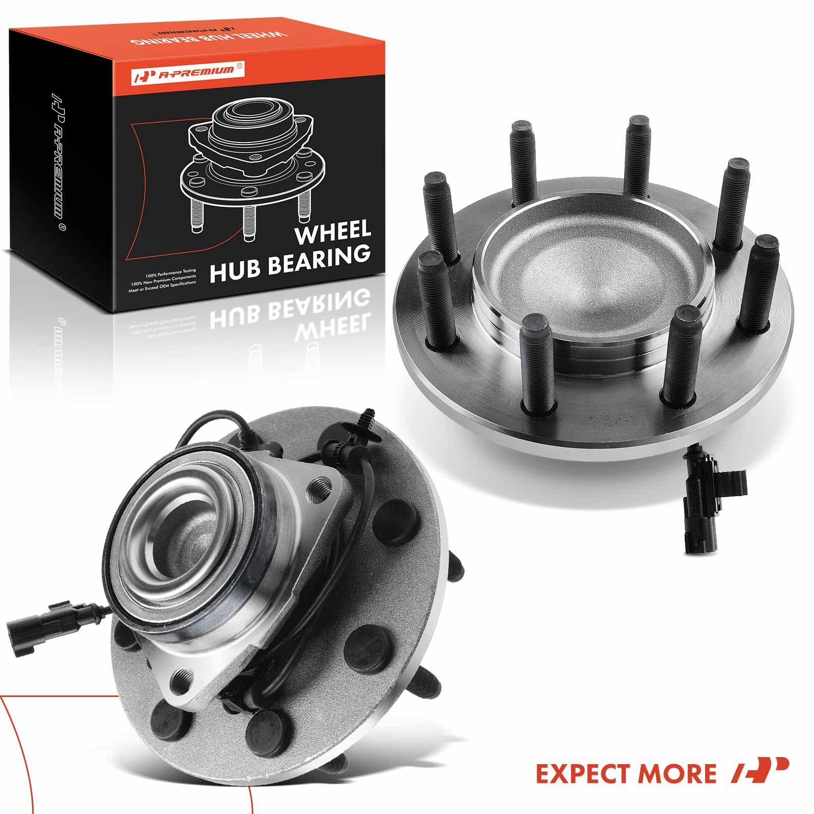 Premium 2-Pack Front Wheel Bearing & Hub Assembly with ABS - Compatible with Dodge Ram 1500/2500/3500 2006-2008 RWD Models (8-Lug) - Perfect for Off-Roading, Towing & Heavy-Duty Driving