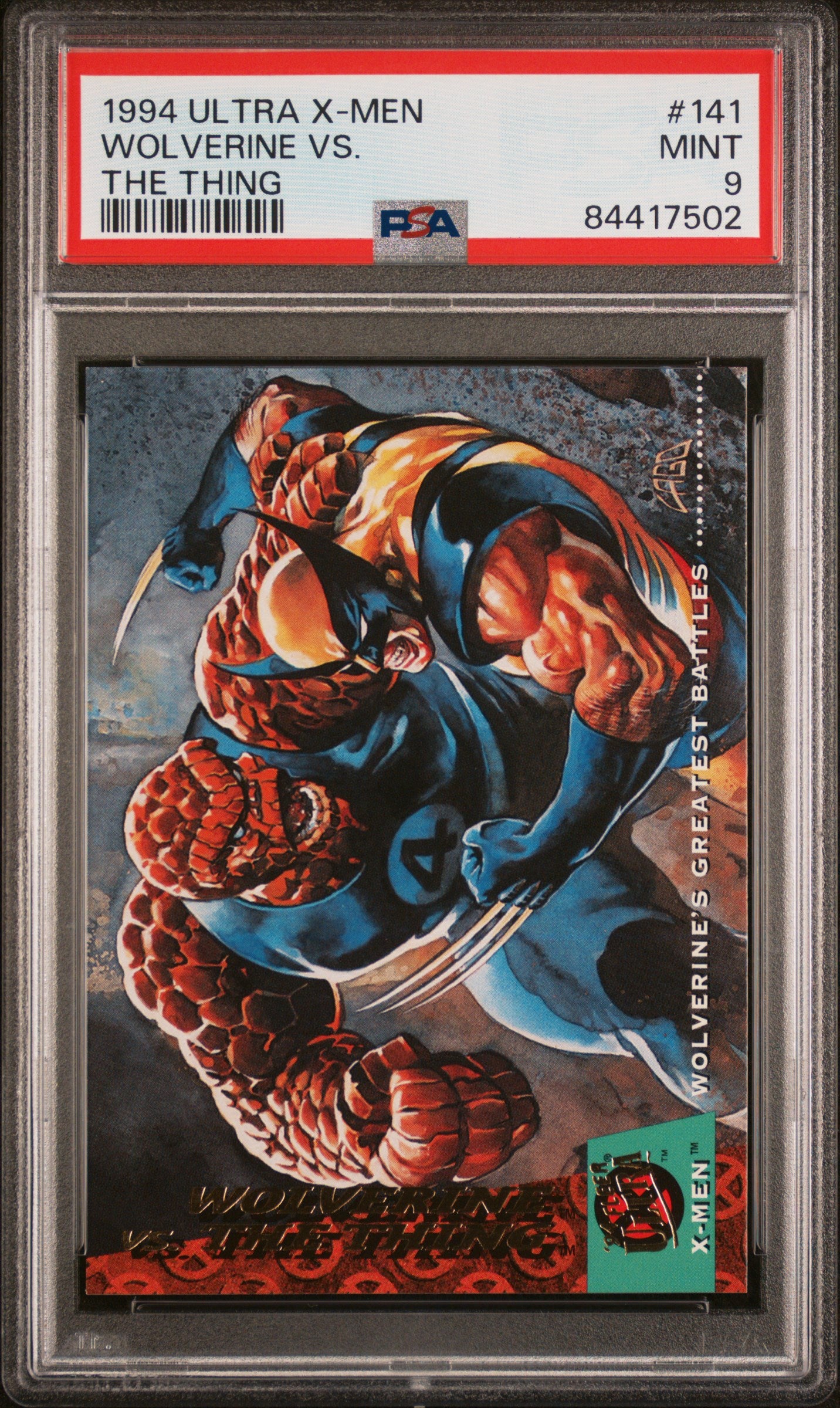 1994 ULTRA X-MEN Wolverine vs The Thing #141 PSA 9 NM-MT Trading Card - Marvel Comics Collectible for Display & Investment | Perfect for Superhero Fans & Card Collectors