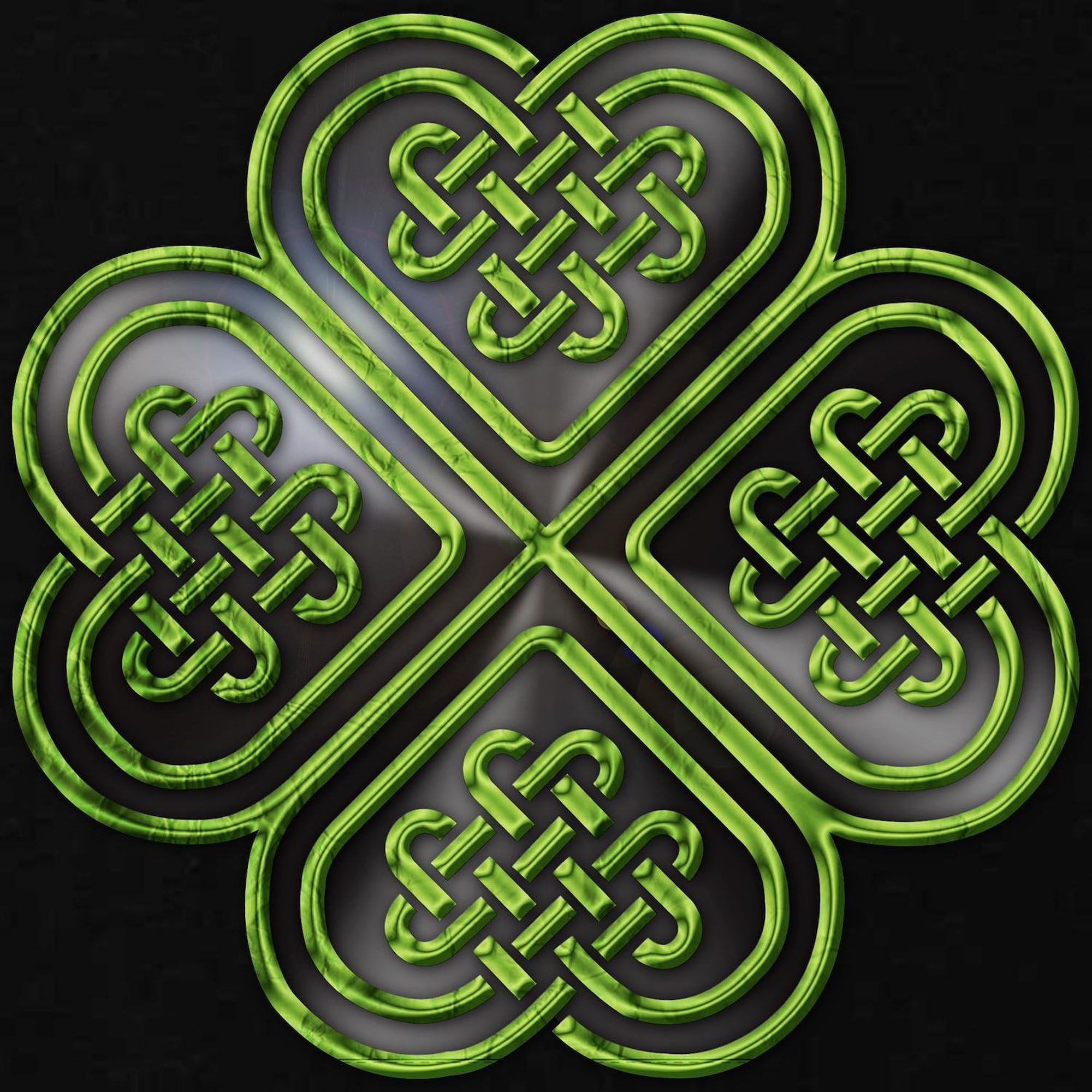 Celtic Knot Shamrock Zip Hoodie for Men - Dark Zip-Up Hooded Sweatshirt | St. Patrick's Day Apparel, Irish Heritage Clothing, Casual Winter Wear