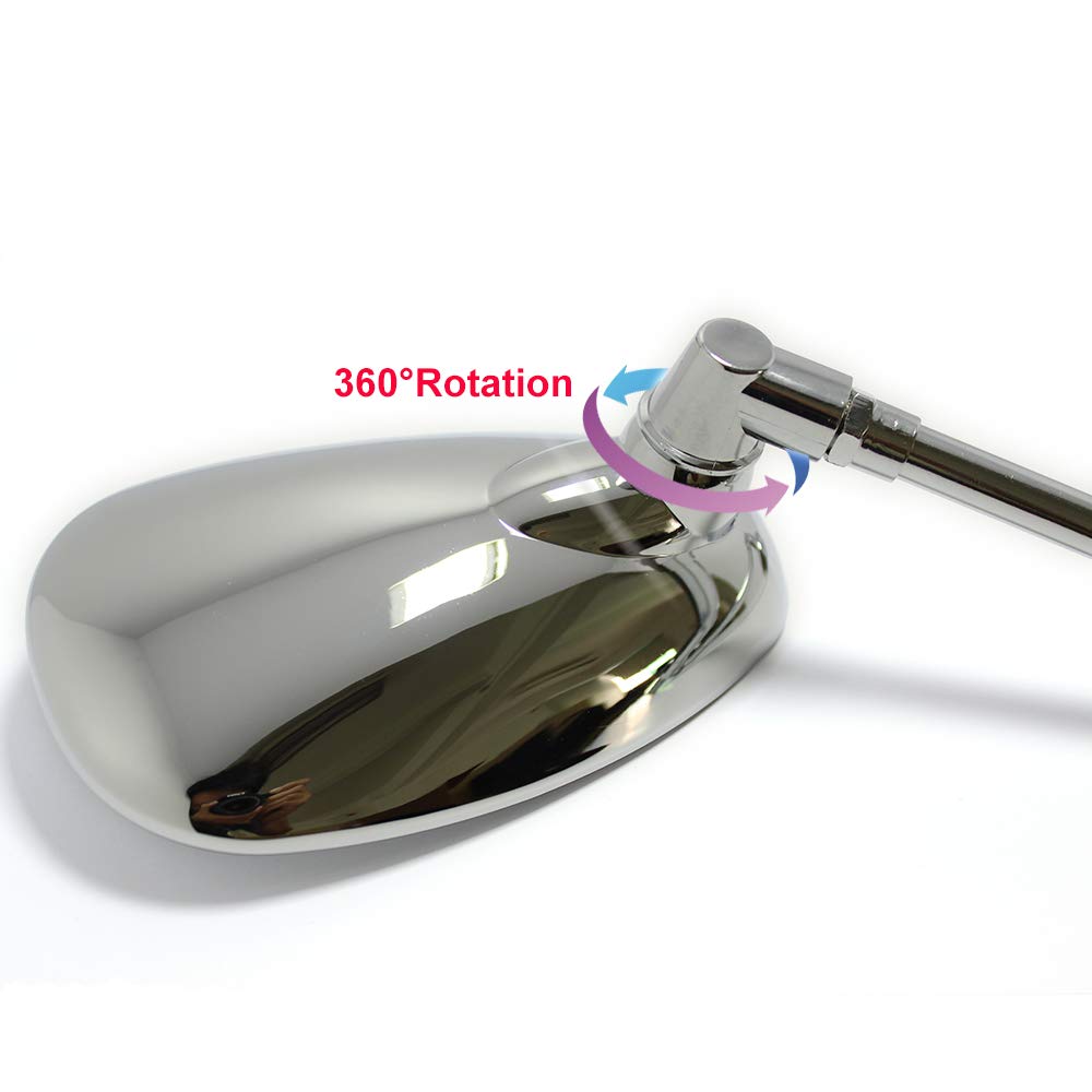 DREAMIZER Chrome Motorcycle Handlebar Mirrors - Universal Side Rearview Mirrors for Scooter, Street Bike, Cruiser, Chopper, Sport Bike & ATV - Enhance Safety & Style on Urban Commutes & Off-Road Adventures