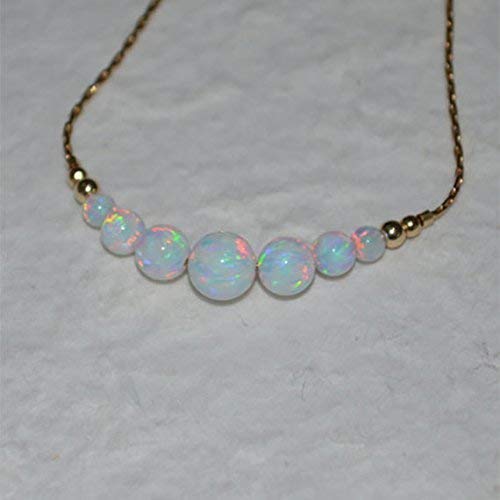 Opal Bracelet for Women - Dainty Tiny Dot Opal Ball Gold Bracelet with White Opal Charm & Horizontal Bar Beads | Elegant Opal Jewelry for Everyday Wear, Gift Giving & Special Occasions