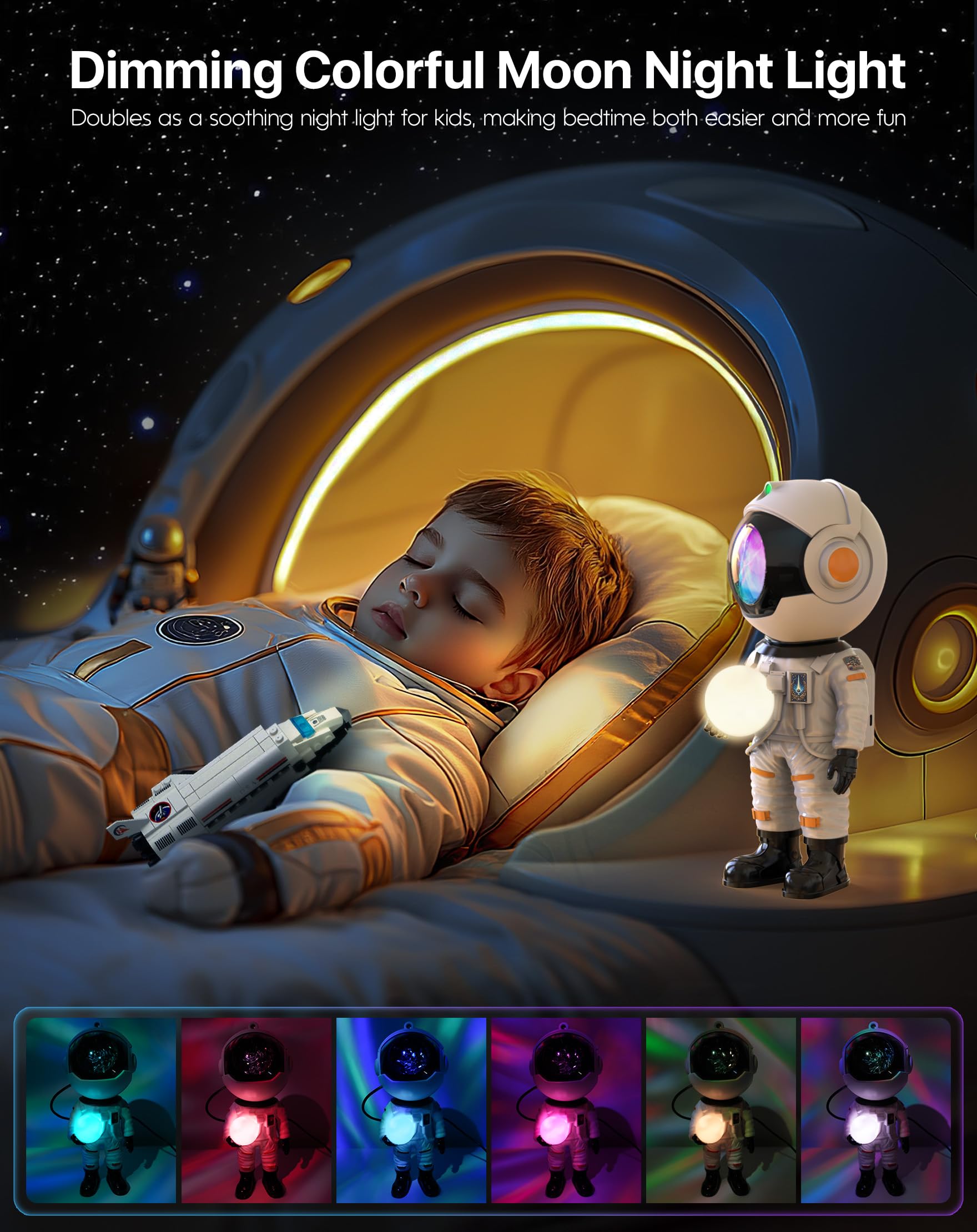 Rossetta Astronaut Galaxy Projector - Starry Night Light for Bedroom & Kids Room with Timer & Remote Control | Space-Themed Room Decor, Home Decoration & Unique Gift for Adults, Teens (Christmas, Birthday) | Perfect for Relaxation, Meditation & Creating a Dreamy Atmosphere