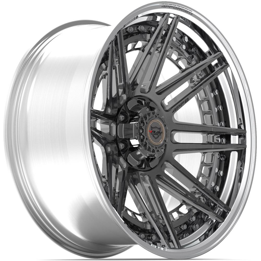 4Play Forged Series 4PF8 Wheels 22x10.0 18 8x170mm 124.9mm - Brushed with Tinted Clear Center & Polished Barrel - Premium Alloy Rims for Trucks, SUVs and Off-Road Vehicles - Perfect for Custom Builds, Car Shows and Off-Road Adventures