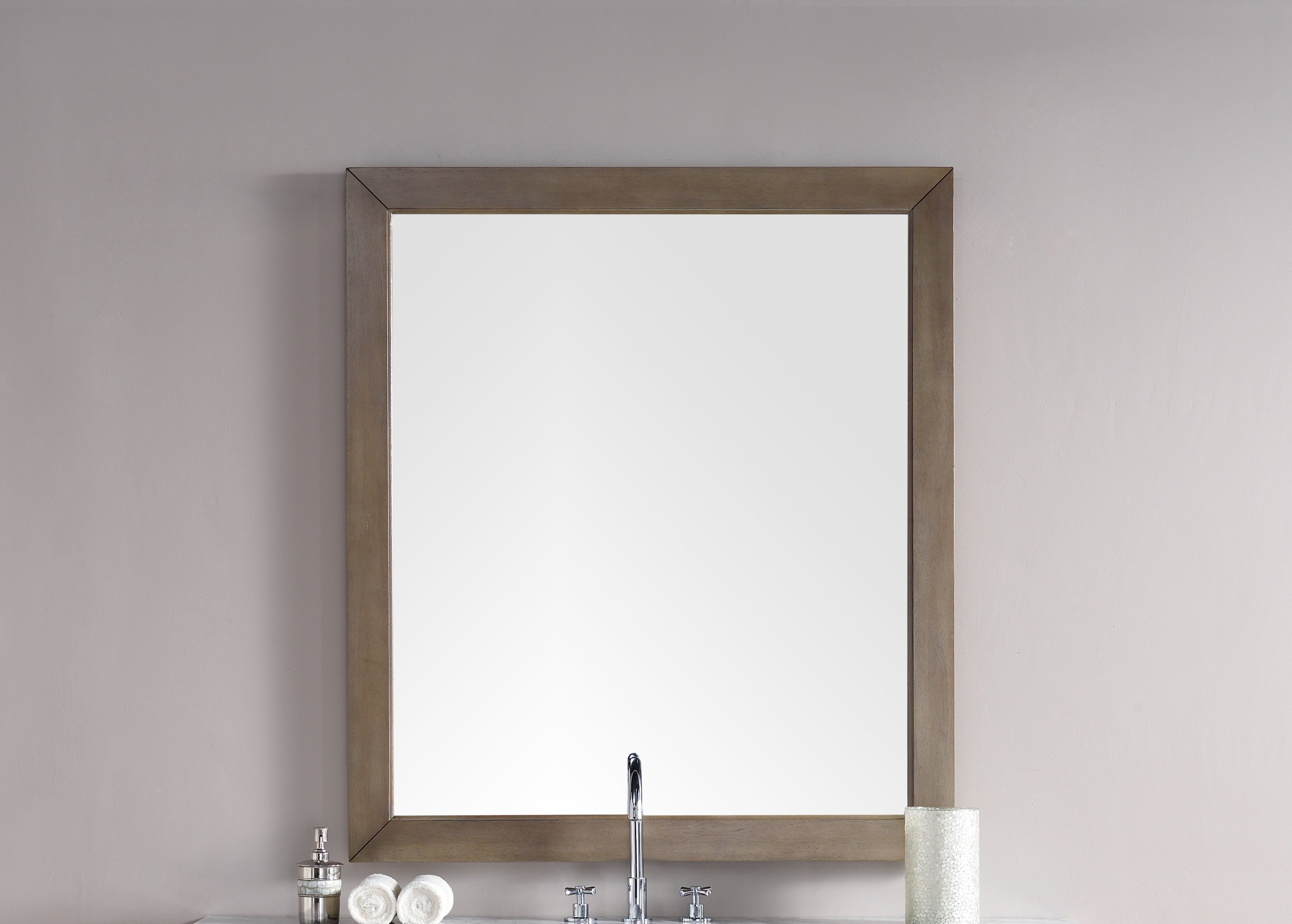 Chicago 48 Mirror - Whitewashed Walnut Wall Mirror for Living Room, Bedroom & Entryway Decor