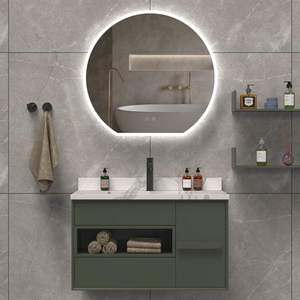 ICO Hudson 32x30 Inch LED Bathroom Mirror with Dimmable Lights - Perfect for Vanity, Makeup, and Modern Bathroom Decor