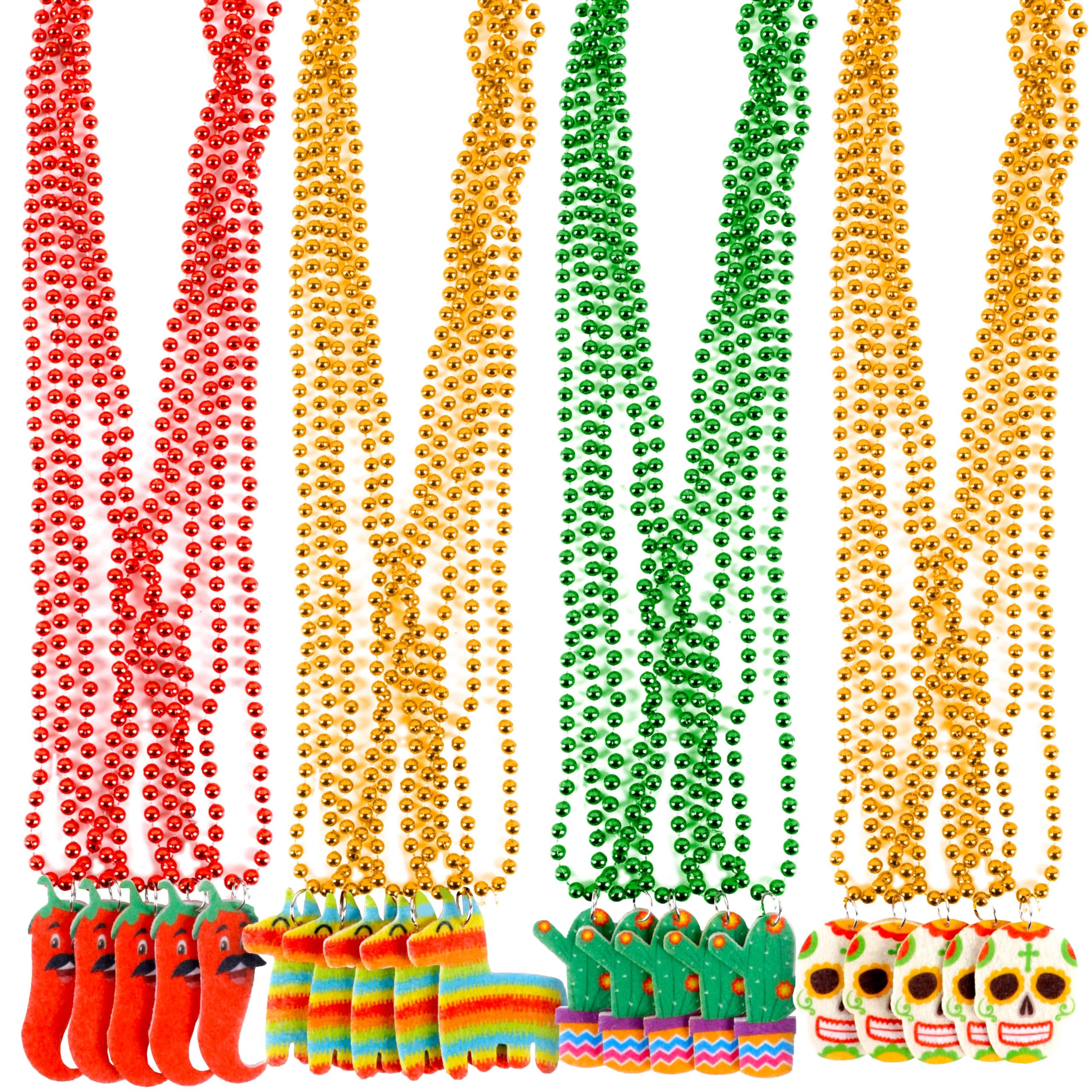 Geefuun 20 PCS Colorful Fiesta Party Beads - Cinco de Mayo, Mexican Themed Bachelorette & Birthday Party Decorations - Perfect for Mardi Gras, Carnival, and Mexican Independence Day Celebrations