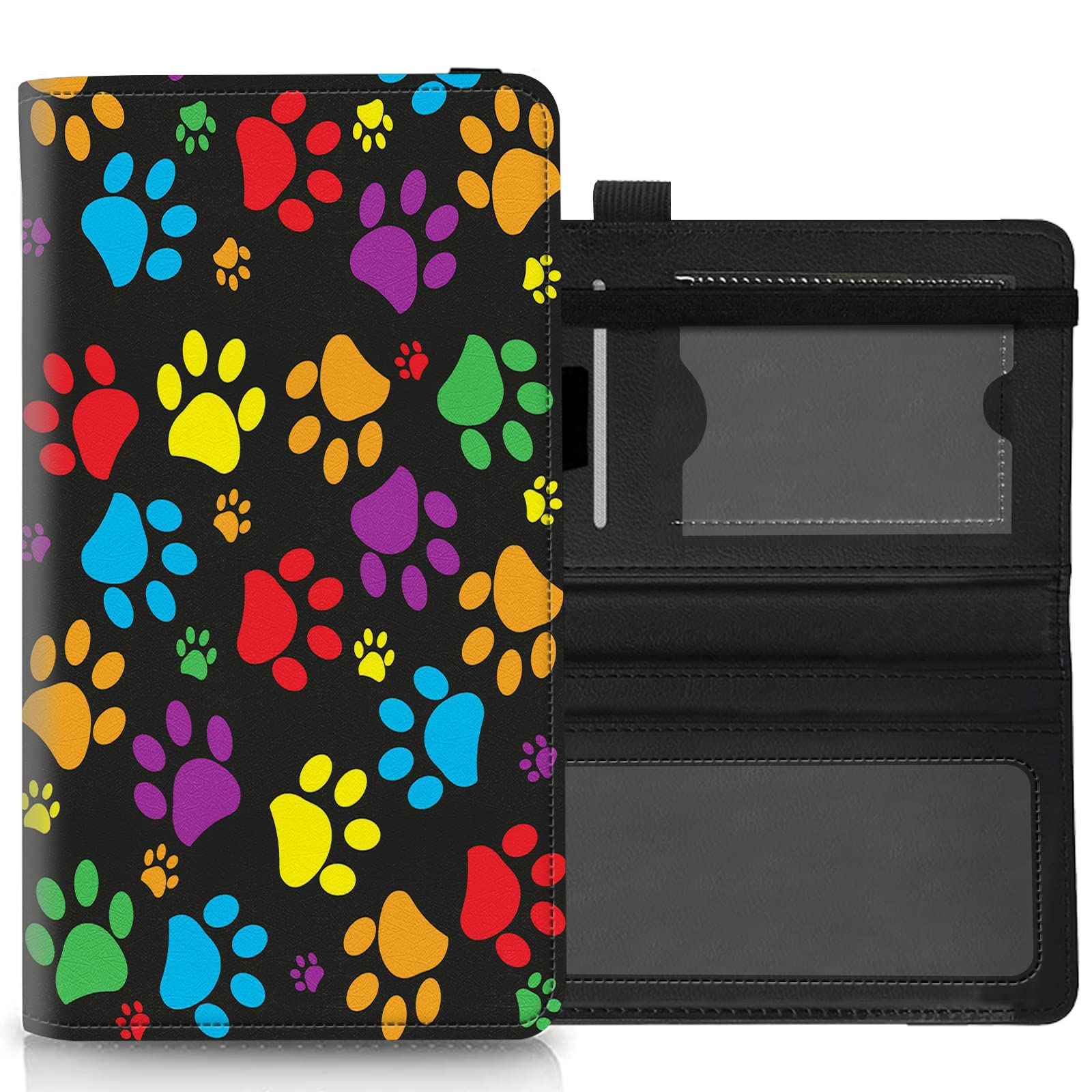 Premium Leather RFID Checkbook Cover for Women & Men - Dog Paw Design for Secure Payments