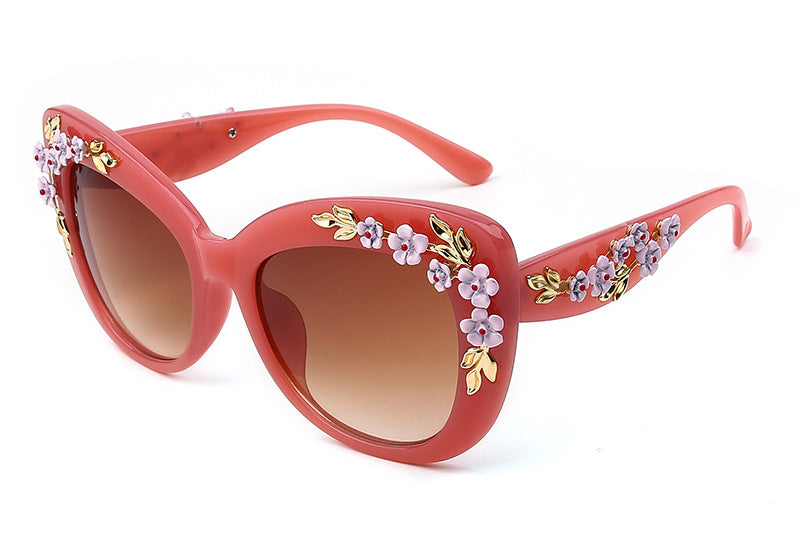 Stylish Women's Flower Sunglasses - UV Protection & Fashionable Design for Outdoor Activities & Beach Vacations