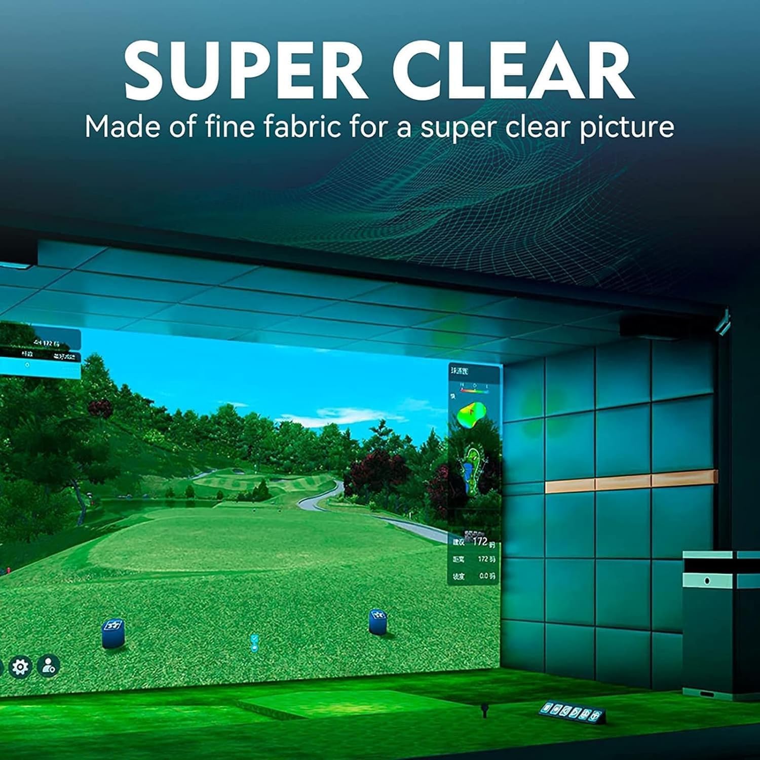 Premium Golf Hitting Screen for Indoor/Outdoor Training - Ultra Clear Washable Impact Screen with Grommet Holes - Perfect for Home Golf Simulator Setup & Practice Sessions (Ideal for Backyard, Garage, or Basement Use)