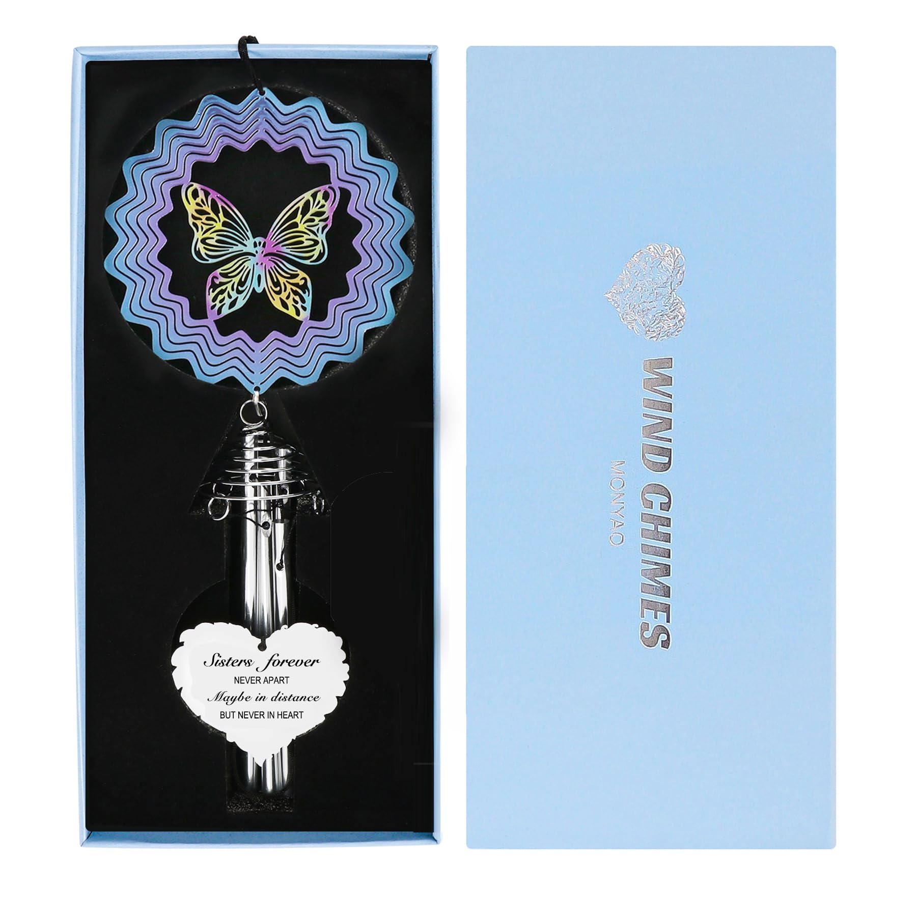Butterfly Wind Chime for Sister - Unique Birthday Gift for Women, Thoughtful Sister Present - Perfect for Outdoor Garden, Patio, or Home Decor