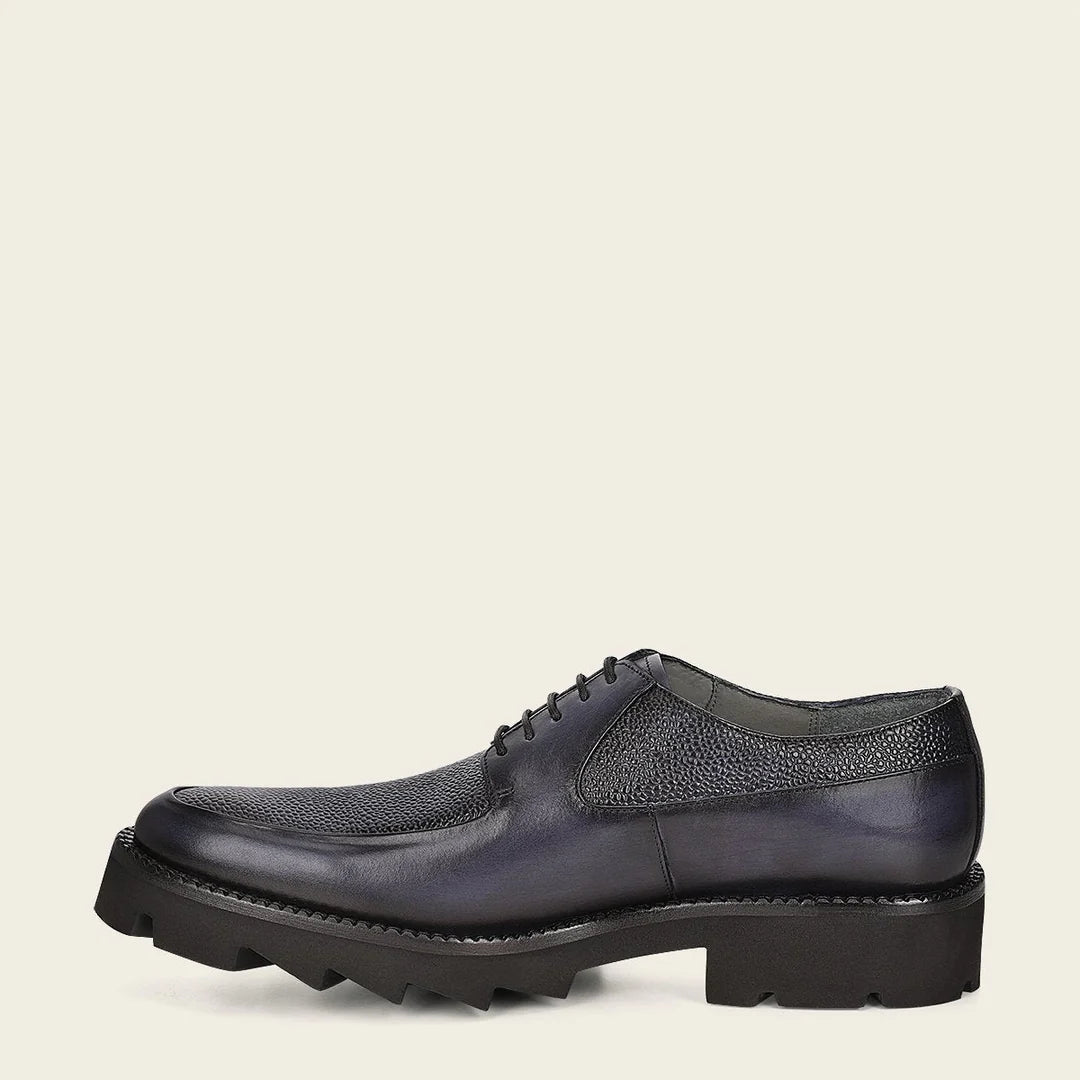 Franco Cuadra Men's Navy Casual Deer Leather Platform Moccasins - Comfortable Slip-On Shoes for Outdoor, Travel & Everyday Wear