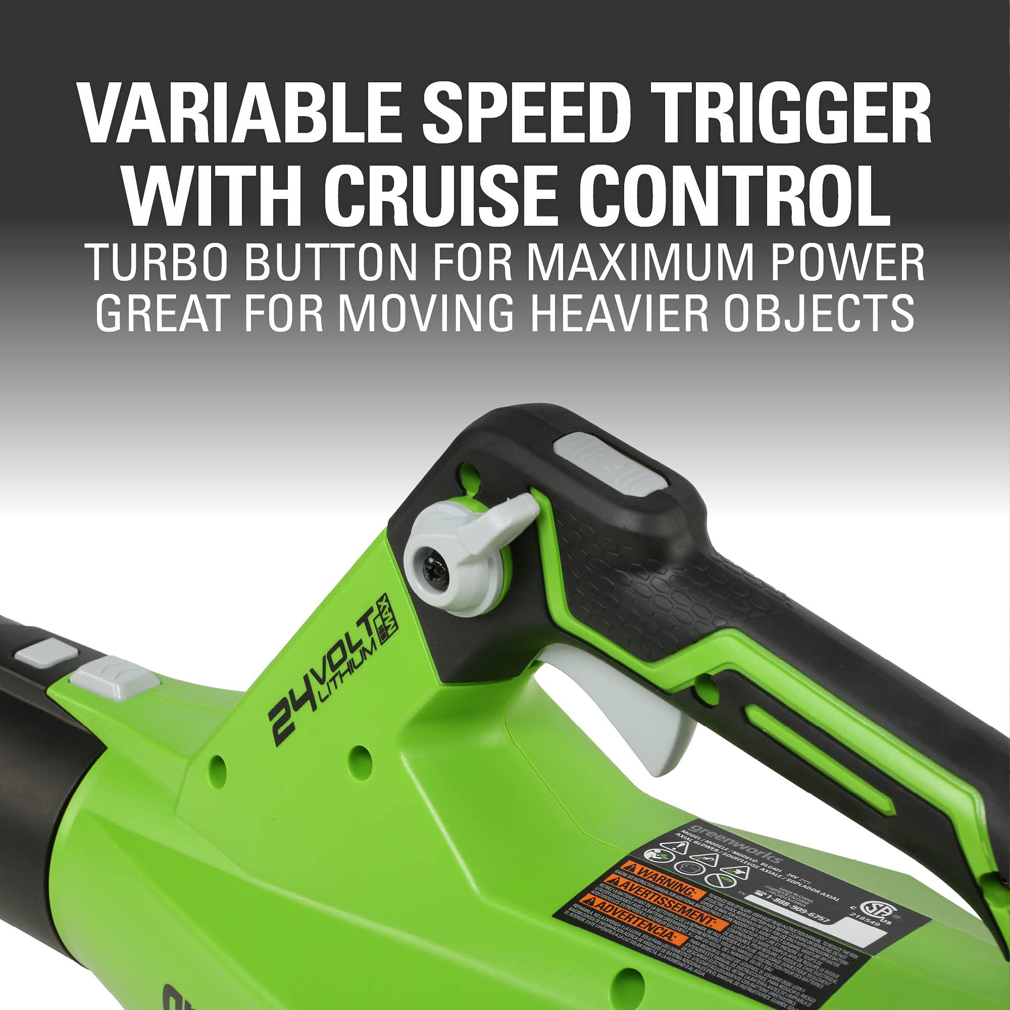 Greenworks 24V Cordless Brushless Axial Leaf Blower - 110 MPH, 450 CFM, 4.0Ah Battery & Charger Included - Compatible with 125+ Tools - Perfect for Yard Cleanup, Driveway Clearing & Fall Leaf Removal