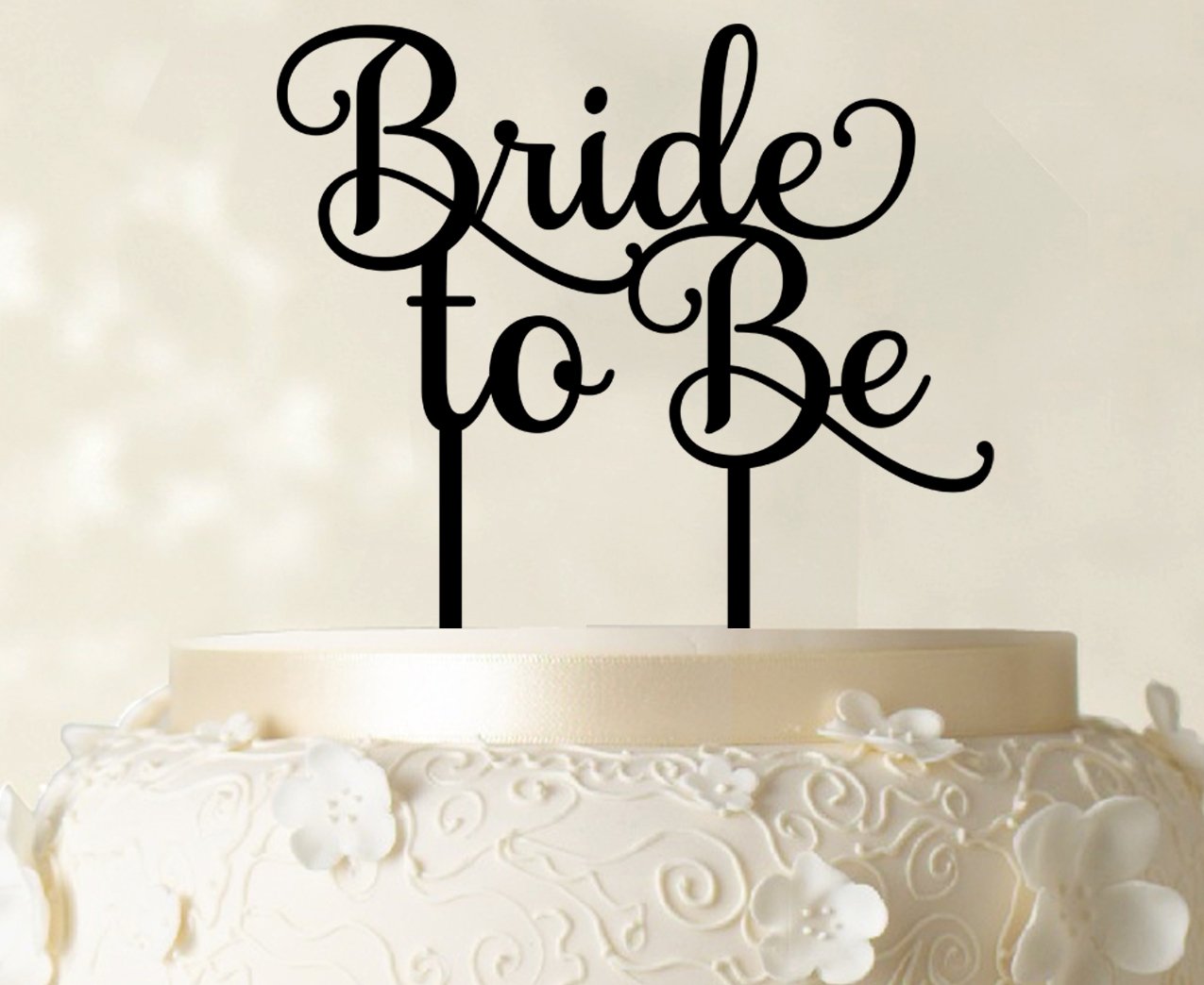 Custom Shiny Black Wedding Cake Topper for Bride to Be - 6