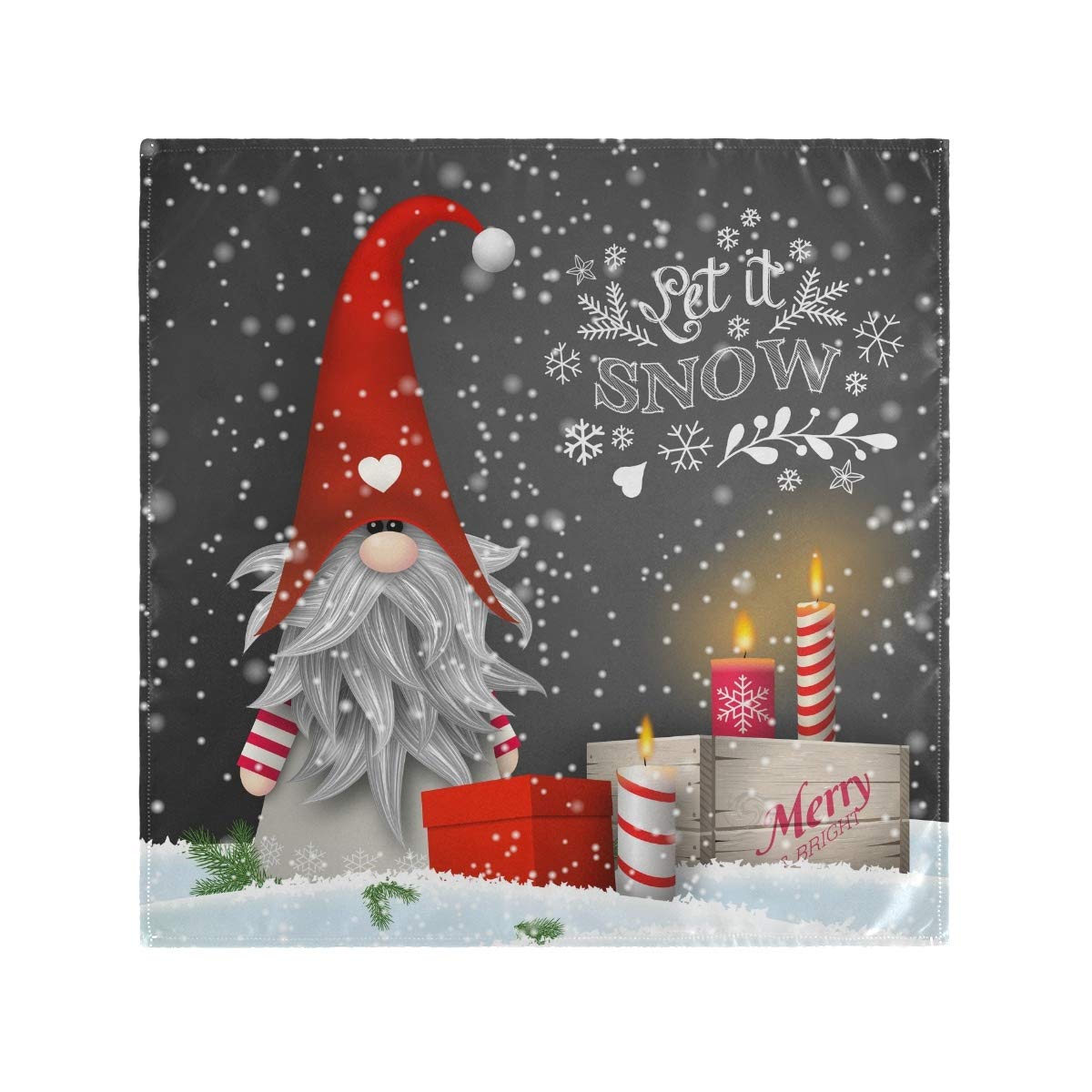Christmas Gnome Candles Cloth Napkins Set of 4 - 20x20 Inch Washable Polyester Reusable Dinner Napkins for Holiday Party, Wedding & Home Decor - Soft Xmas Table Linens for Festive Gatherings and Cozy Family Dinners