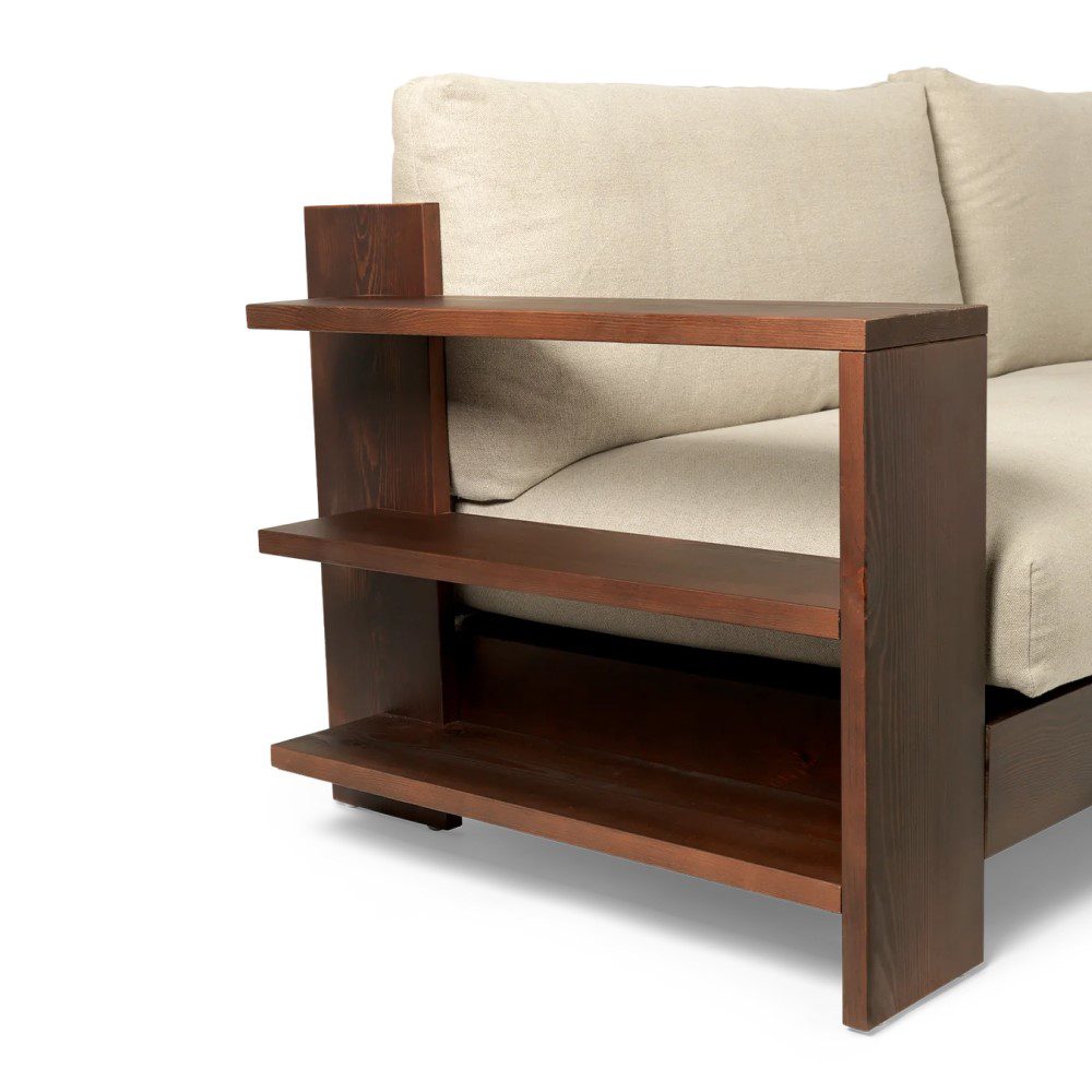 FERM LIVING Edre Sofa - Dark Stained Oak Frame with Natural Linen Upholstery | Modern Scandinavian Living Room Furniture for Small Spaces & Apartments