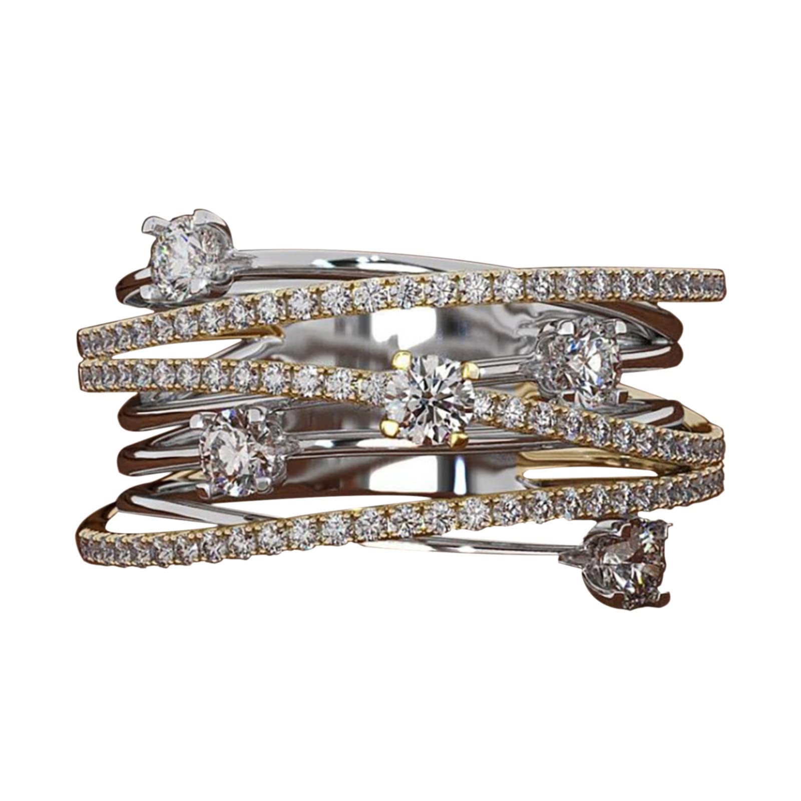 Elegant Jelly Rings for Women - Diamond Openwork Zircon Engagement Wedding Band in Silver (Size 7) | Perfect for Bridal, Anniversary & Special Occasions