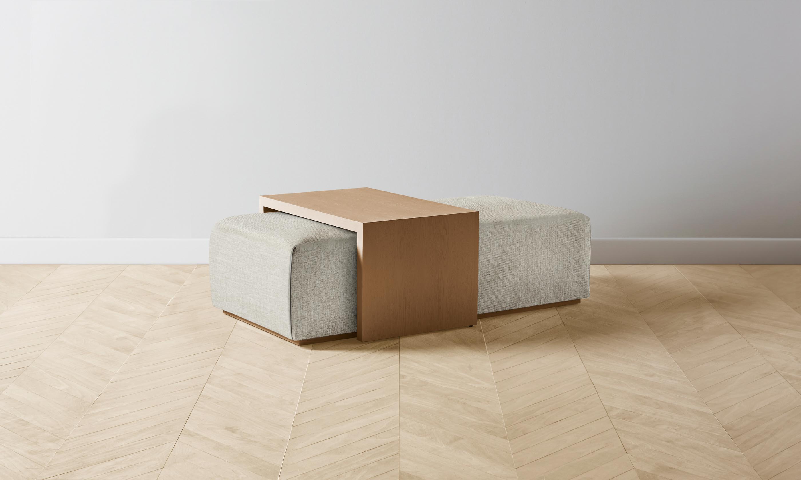The Bowery Ottoman in Performance Tweed Oatmeal - Stylish and Durable Footrest for Living Room, Bedroom, or Office