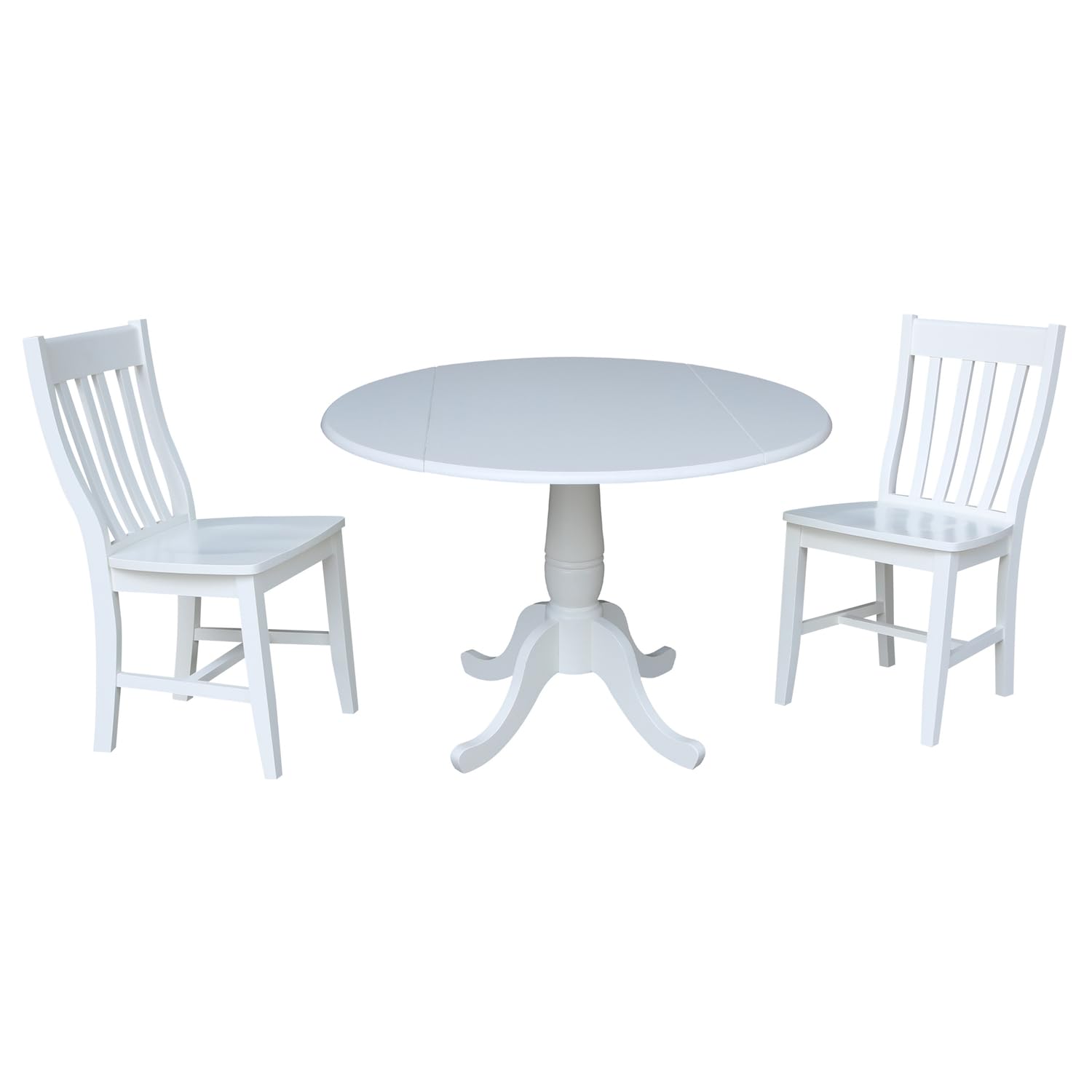 International Concepts 42-inch Round Pedestal Dining Table with 2 Chairs, White - Perfect for Small Spaces, Breakfast Nooks & Cozy Kitchen Dining