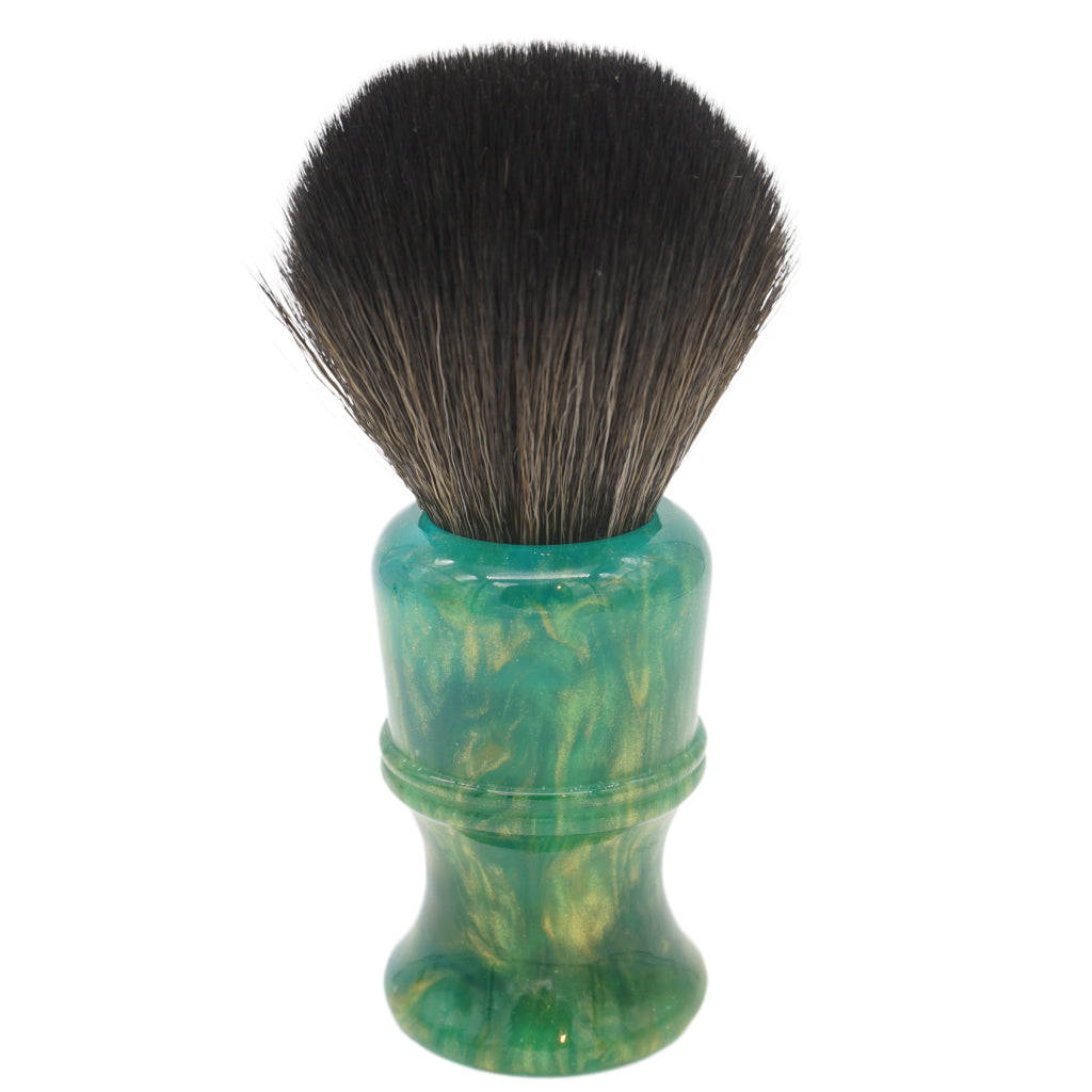 AP Shave Co. 26mm G5B Synthetic Shaving Brush - Golden Emerald Green | Premium Wet Shaving Tool for Men | Perfect for Travel & Daily Grooming Routine