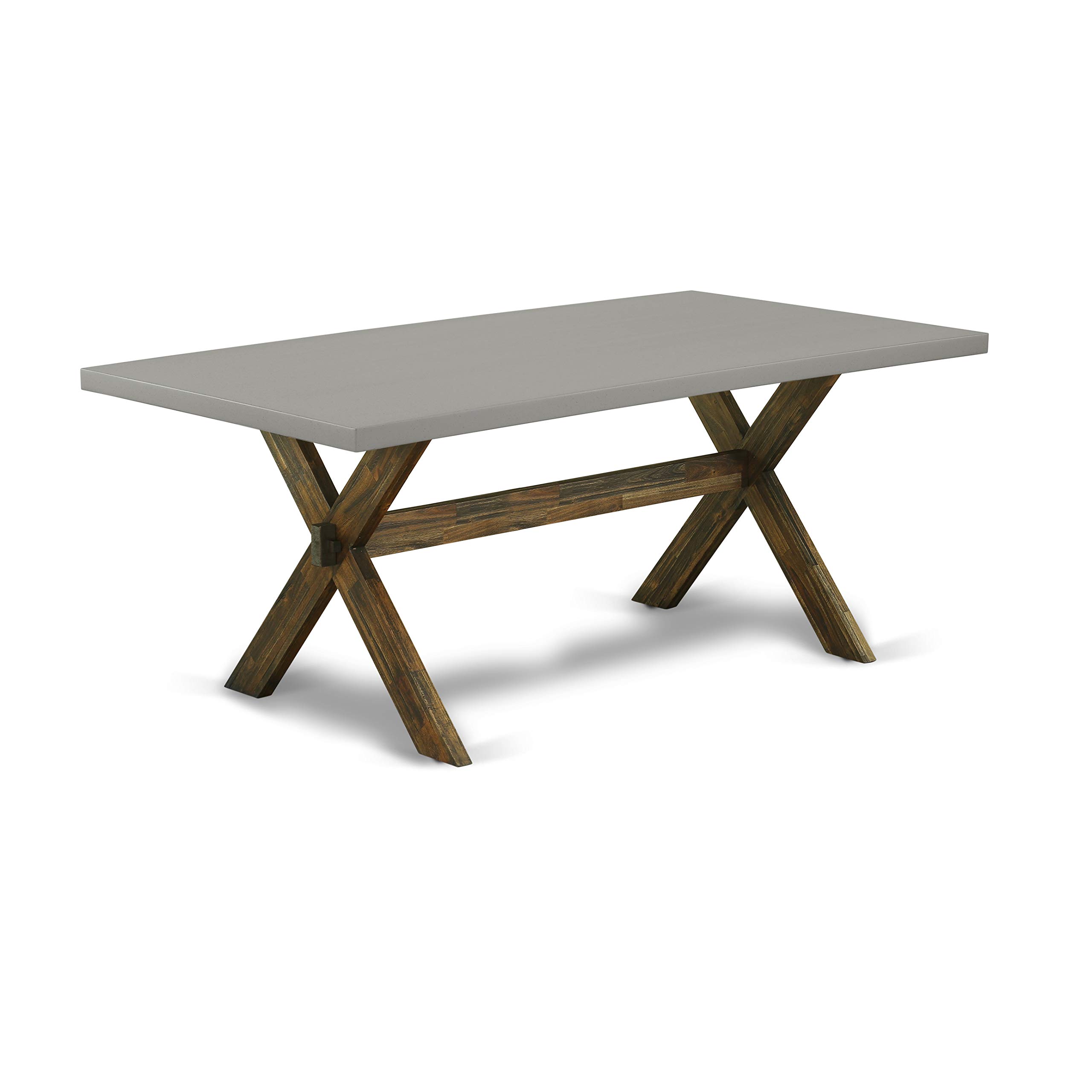 East West Furniture X797FL716-5 5-Piece Dining Room Set - 40x72 Inch Rectangle Kitchen Table with X-Legs & 4 Dark Khaki Linen Fabric Chairs - Perfect for Small Spaces, Breakfast Nooks & Cozy Family Meals