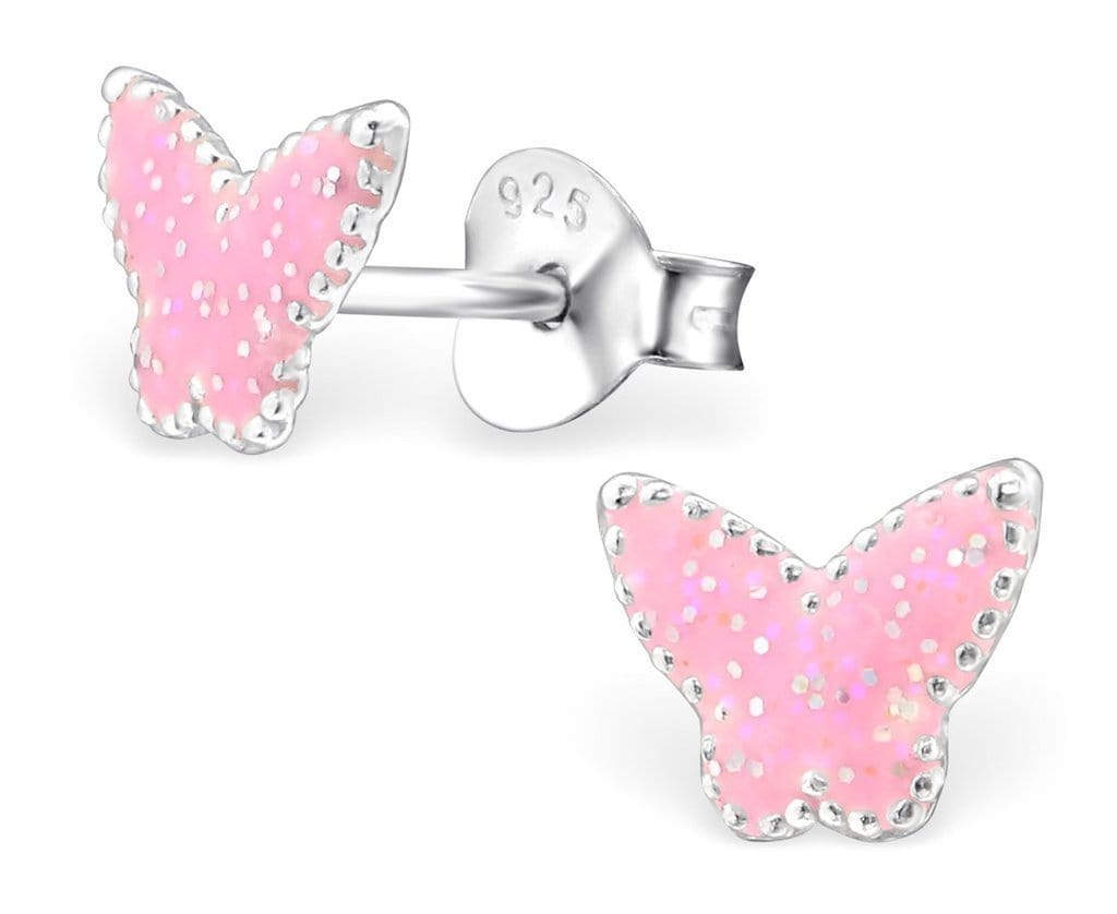 Kids Silver Butterfly Stud Earrings for Girls - Hypoallergenic Stainless Steel Earrings for Sensitive Ears - Cute Butterfly Jewelry Gift for Birthdays, Parties & Everyday Wear