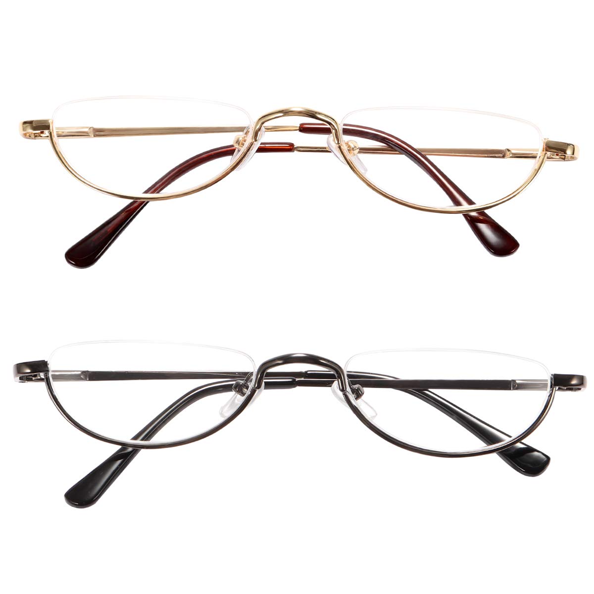 Vintage Half Moon Reading Glasses for Men & Women - Slim Half Frame for Reading & Work