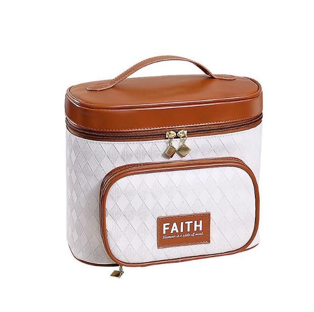 Large Travel Makeup Bag for Women - Waterproof Pu Leather Cosmetic Organizer with Handle, Perfect for Travel & Daily Use