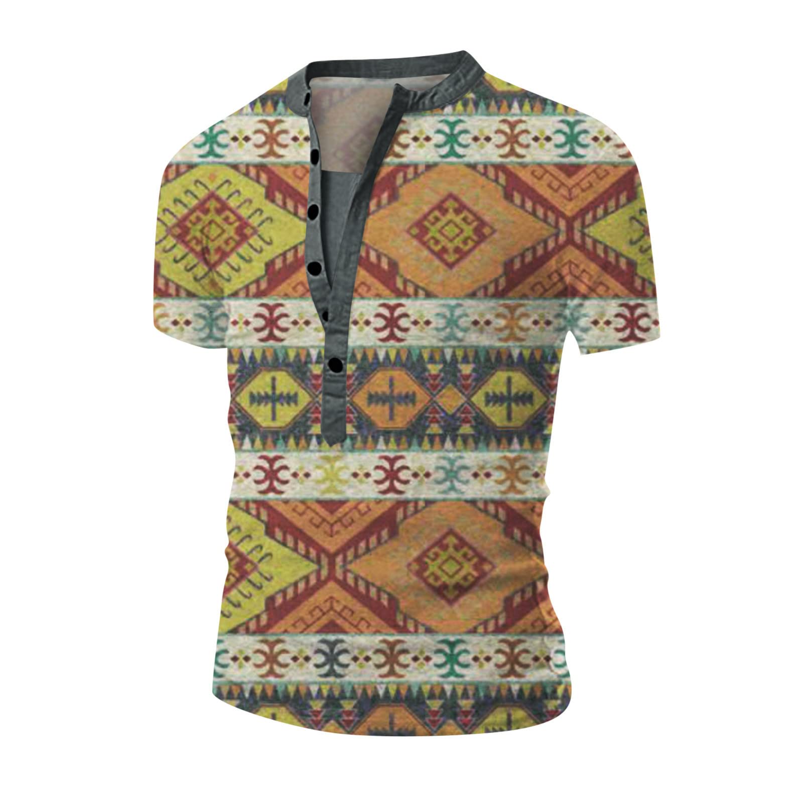 Vintage 3D Printed Short Sleeve Men's T-Shirt - Retro Spring Summer Casual Tee with Collar - Perfect for Night Out, Beach Party & Streetwear Fashion
