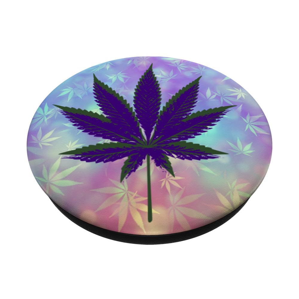 Purple & Green Marijuana Leaf PopSockets PopGrip - Swappable Phone Grip & Stand for iPhone, Samsung & Smartphones - Perfect for 420 Celebrations, Stoner Accessories & Cannabis Enthusiasts