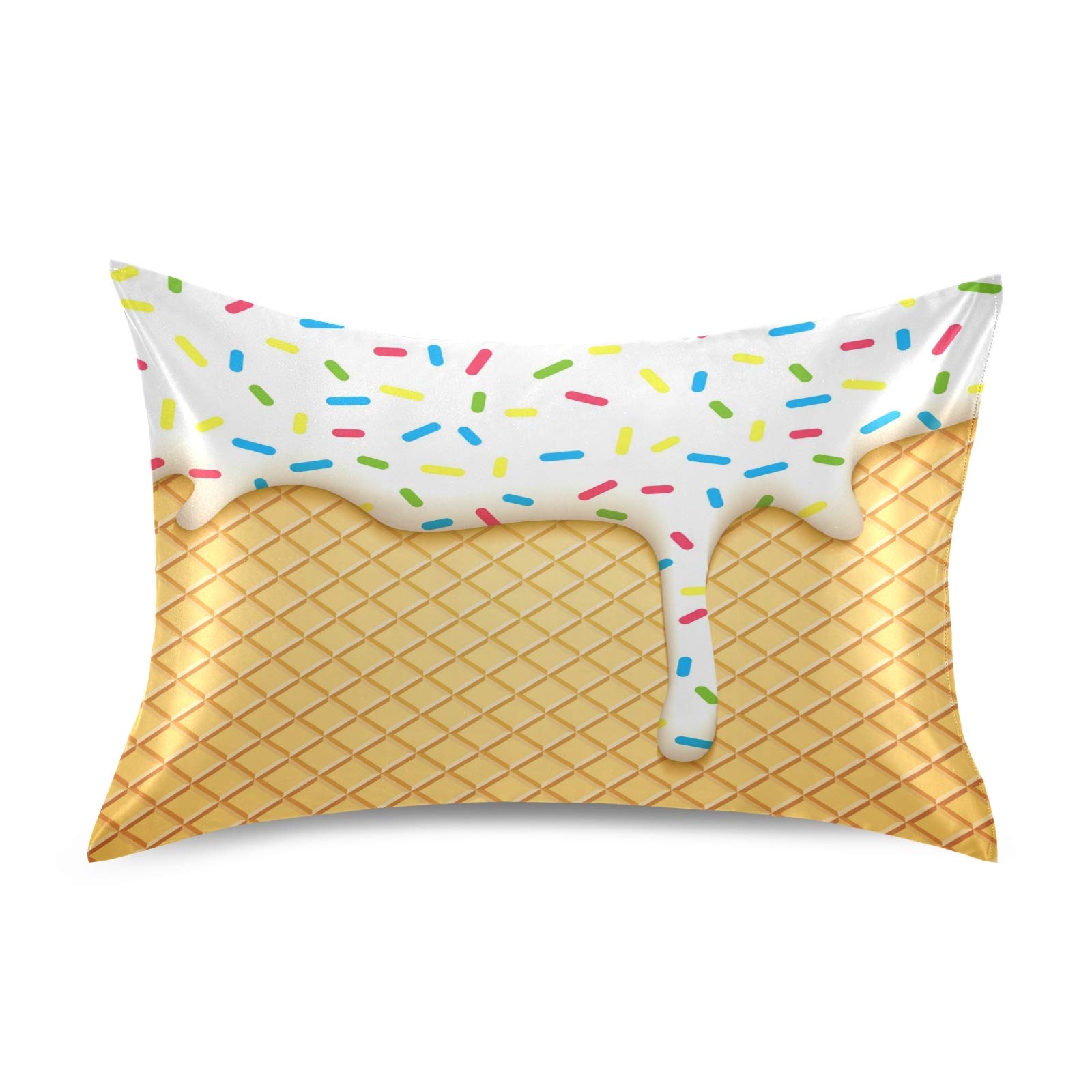 Blueangle Ice Cream Cone Pillow Cases - Soft Breathable Queen Size Pillow Covers (20×30 Inches) - Machine Washable Decorative Bedding for Sleeping, Sofa & Dorm Room Decor