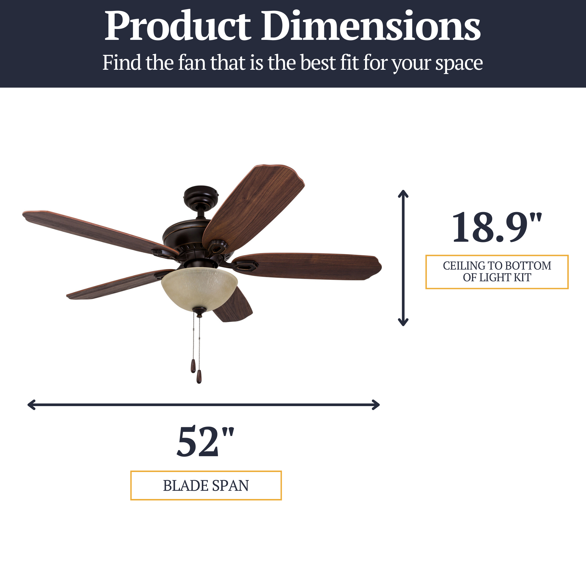 52 Inch Spring Hollow Ceiling Fan with Oil Rubbed Bronze Finish and Pull Chain - Perfect for Living Room, Bedroom, and Outdoor Patio Cooling