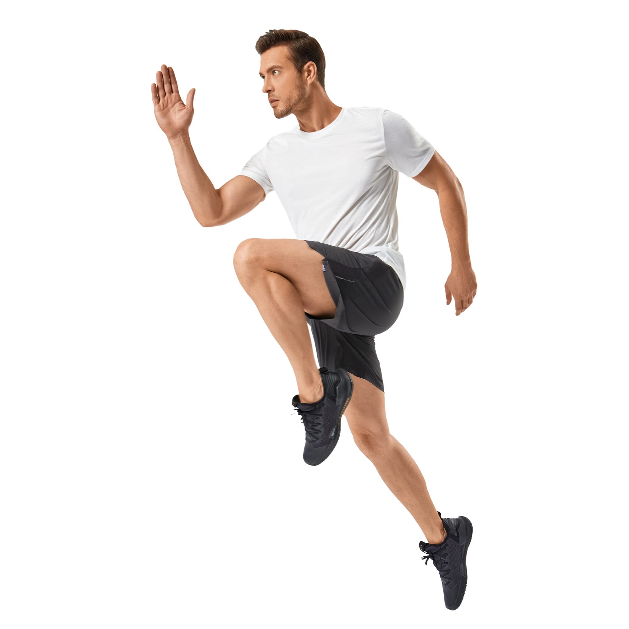 URBCIETY Men's Quick Dry Running Shorts with Zipper Pockets - 7 Inch Athletic Gym Shorts for Workout, Jogging & Training - Breathable Moisture-Wicking Fabric with Drawstring Waist - Perfect for Running, Gym, Hiking & Summer Sports