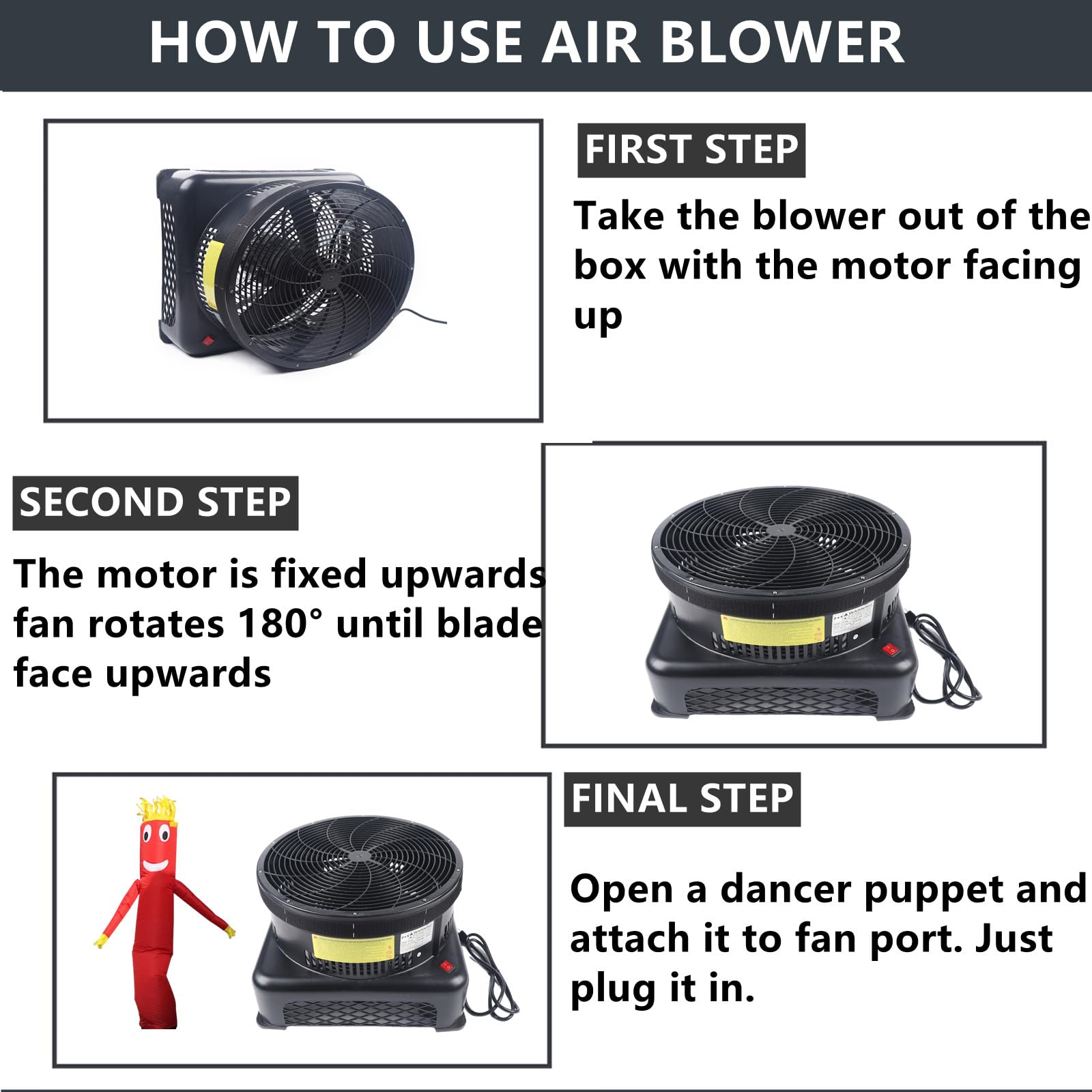 550W Commercial Electric Air Blower - 110V High Power Inflatable Air Pump with 17.7