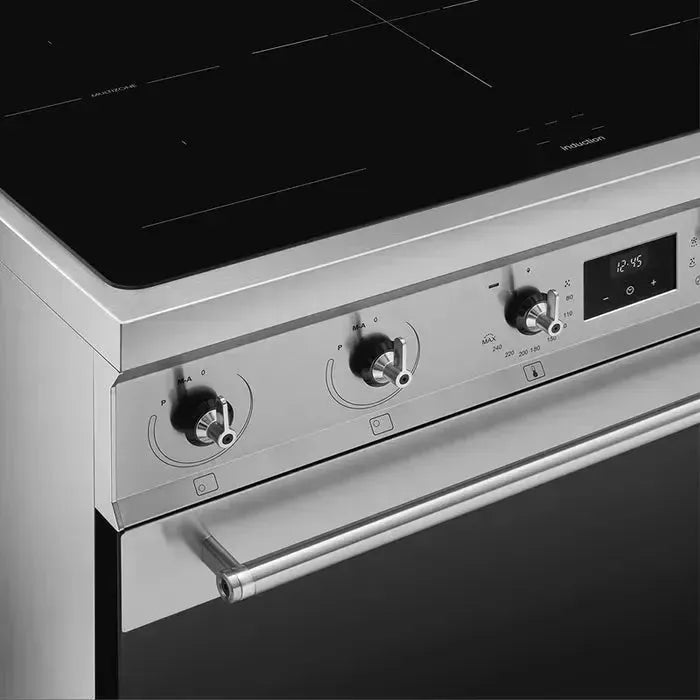 Smeg 90cm Freestanding Induction Cooker with 4 Burners - Stainless Steel Built-in Oven for Modern Kitchens | Perfect for Home Chefs & Entertaining Guests