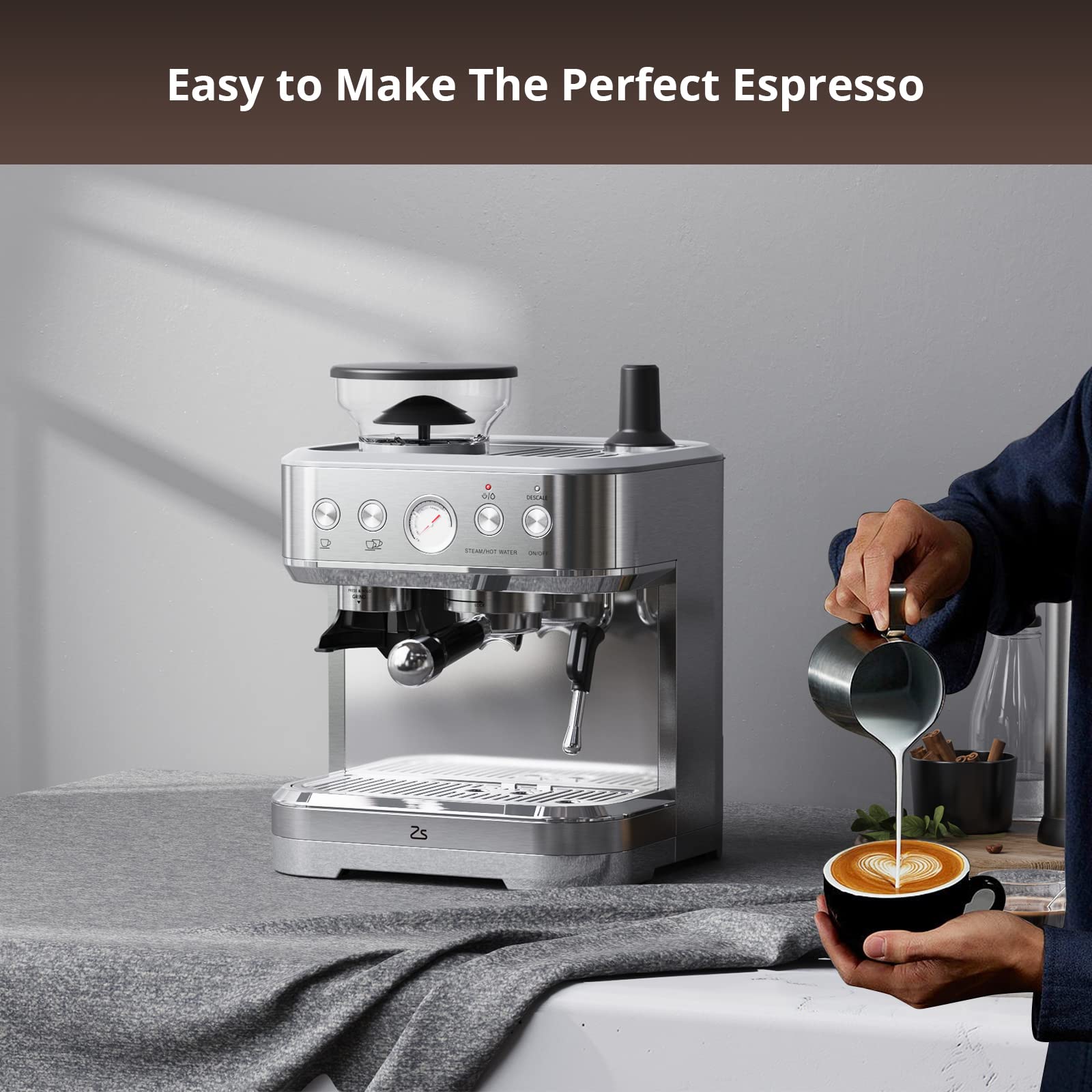 Premium 15 Bar Espresso Machine with Built-In Coffee Grinder & Milk Frother - Perfect for Cappuccino & Latte Lovers - Ideal Gift for Coffee Enthusiasts, Parents, and Home Baristas - Great for Home Kitchens, Offices, and Coffee Shops