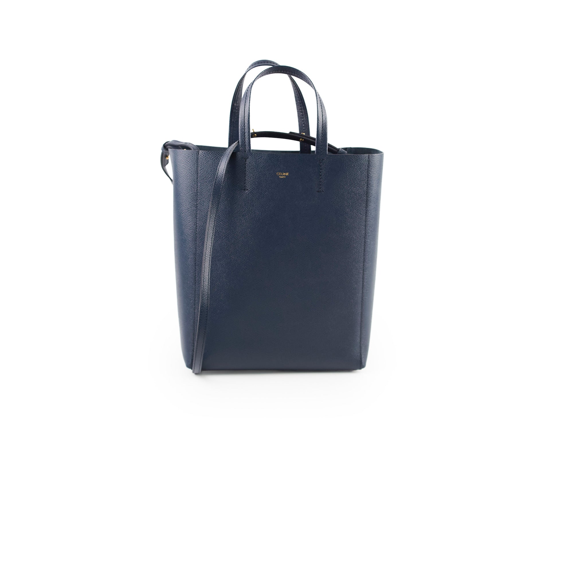 Celine Navy Leather Shopper Tote Bag for Women - Stylish & Spacious Handbag for Work, Travel & Everyday Use