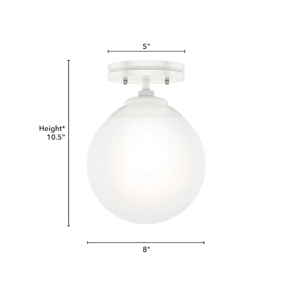 Hunter Hepburn 1-Light Semi Flush Mount Ceiling Light Fixture - Matte White Finish for Bedroom, Hallway & Entryway Lighting