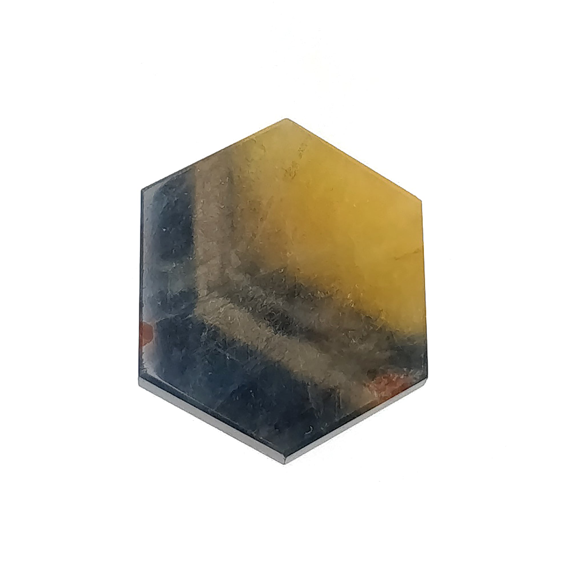 Natural Untreated Golden Brown Bi-Color Sapphire Gemstone Flat Slice - 20.65cts Hexagon Shape 22x18mm for Jewelry Making, Wire Wrapping & Crystal Healing
