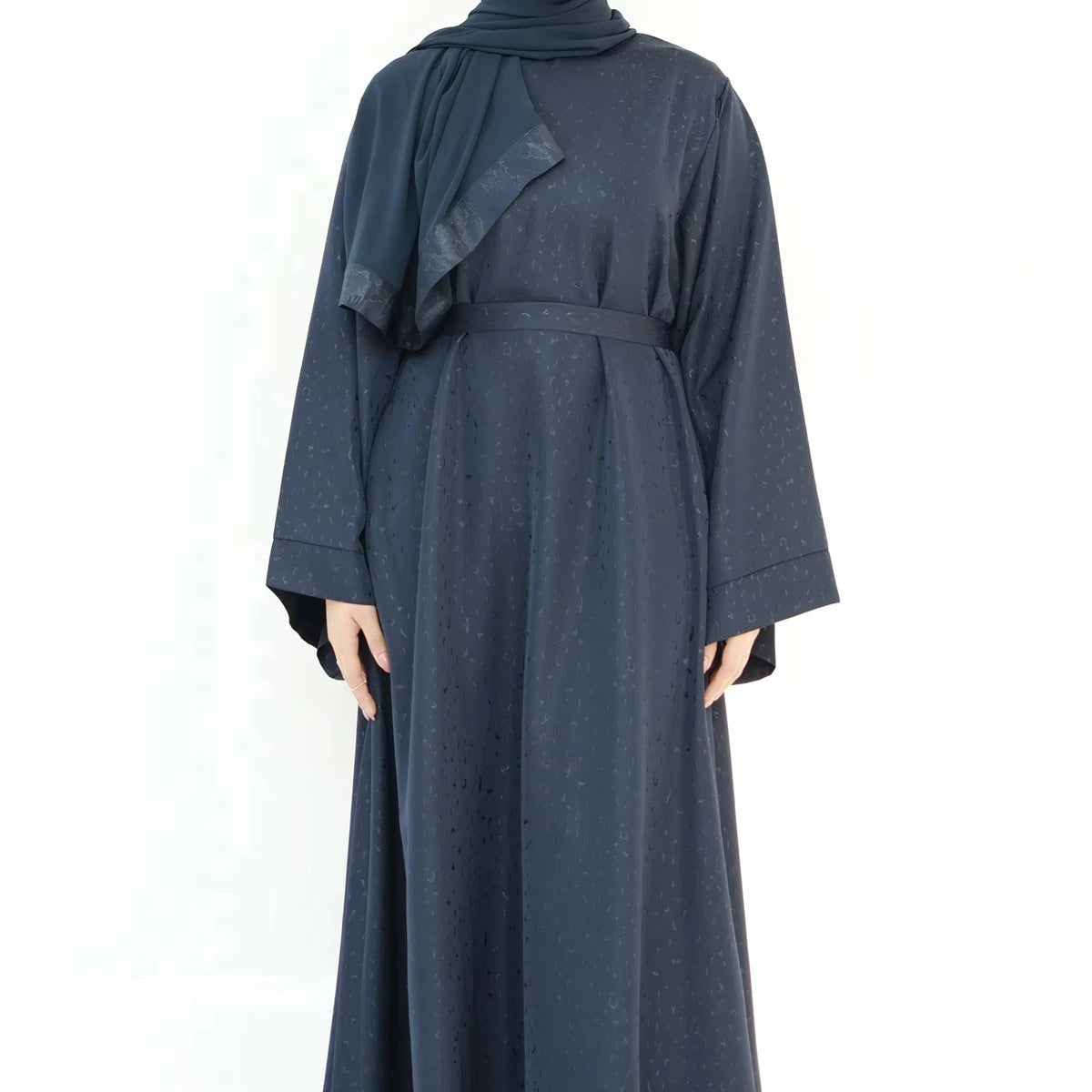 Elegant 3D Jacquard Satin Abaya Dress #25010 - Modest Muslim Women's Prayer Dress for Special Occasions & Daily Wear
