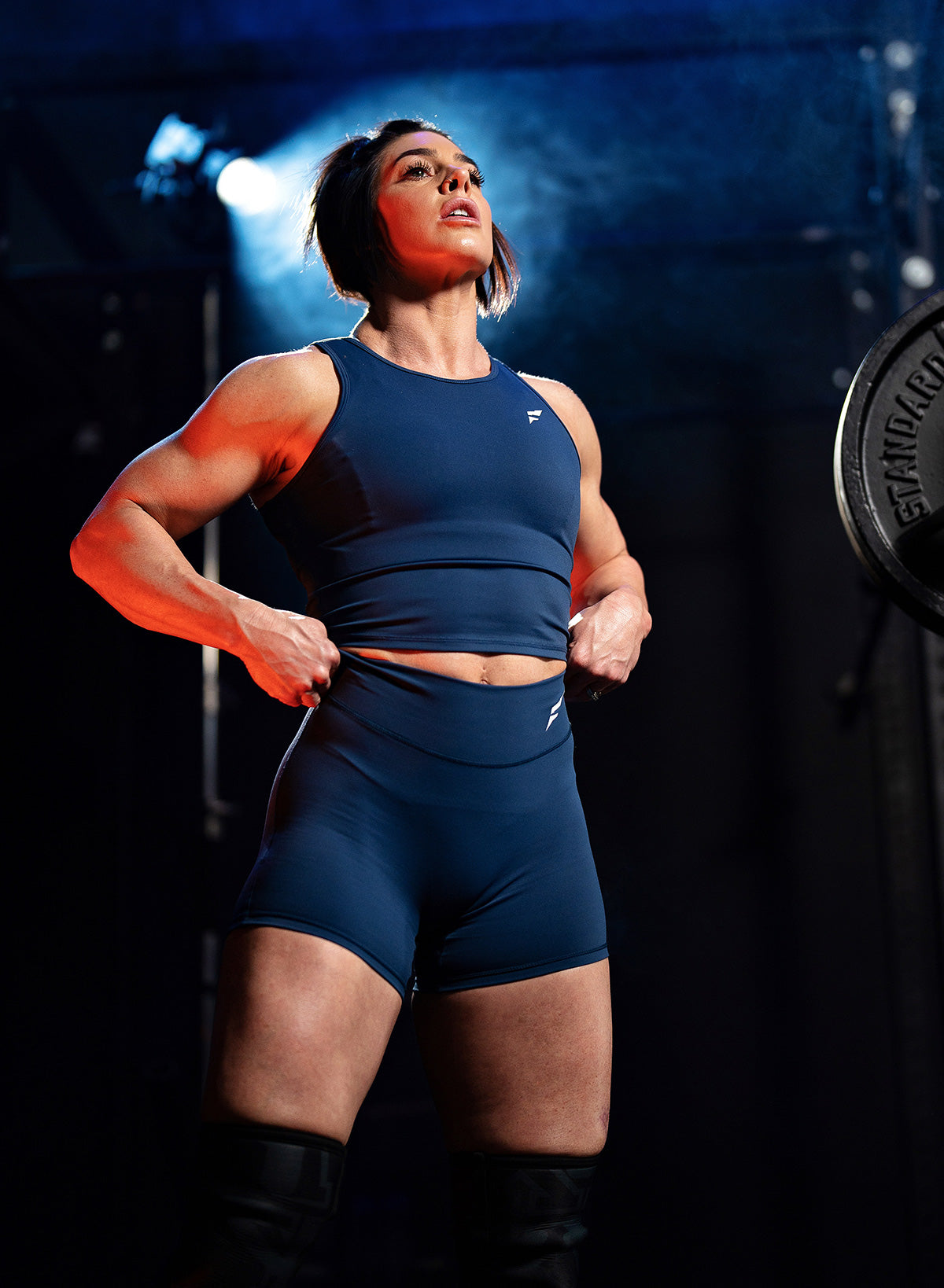 ASCEND MESH CROP TANK TOP - Women's Navy Blue Workout Shirt for Yoga, Running & Gym - Breathable Athletic Tee for Fitness & Casual Wear
