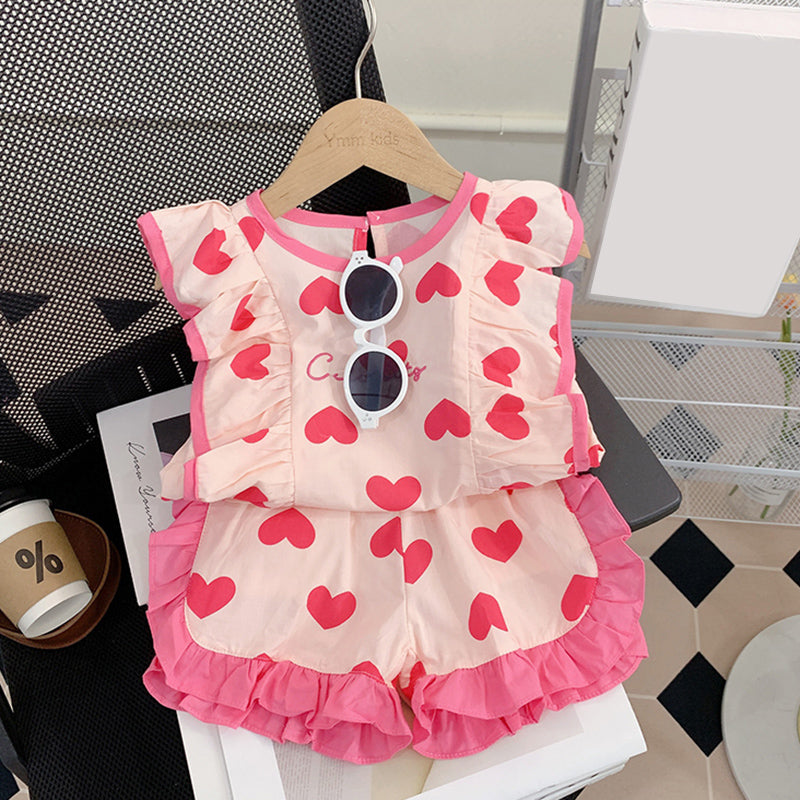 Adorable Baby Girl Butterfly Sleeve Top & Shorts 2-Piece Outfit Set - Perfect for Playdates, Parties & Photo Shoots
