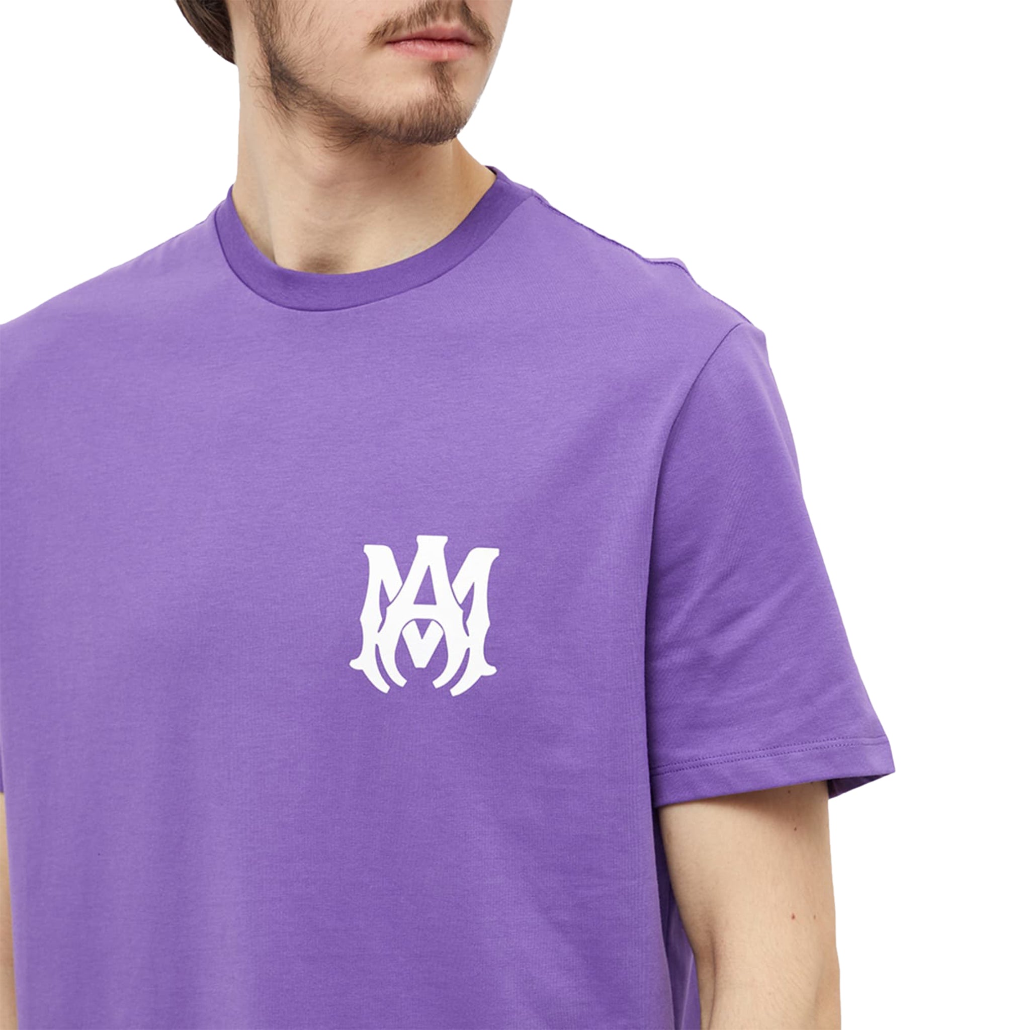 Amiri MA Logo T-Shirt for Men - Purple Cotton Graphic Tee - Streetwear Fashion for Casual Wear & Night Out