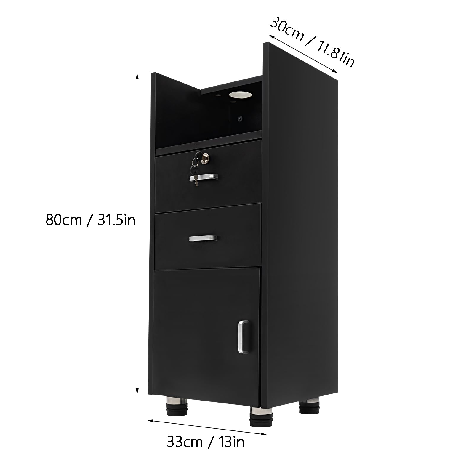 5-Tier Barber Station Storage Cabinet with 2 Drawers & Hair Dryer Holders - Professional Salon Hair Stylist Utility Organizer for Tools & Accessories - Perfect for Home & Commercial Barber Shops, Black