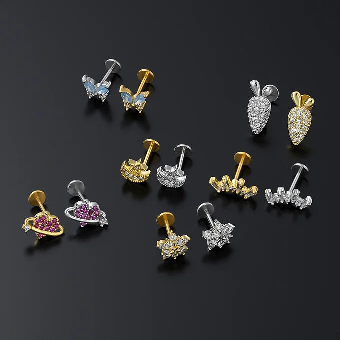 20G Cartilage Surgical Steel Earrings - Star & Butterfly Stud Earrings for Women | Hypoallergenic Body Jewelry for Cartilage, Helix, Tragus Piercing | Perfect for Daily Wear, Parties & Gifts