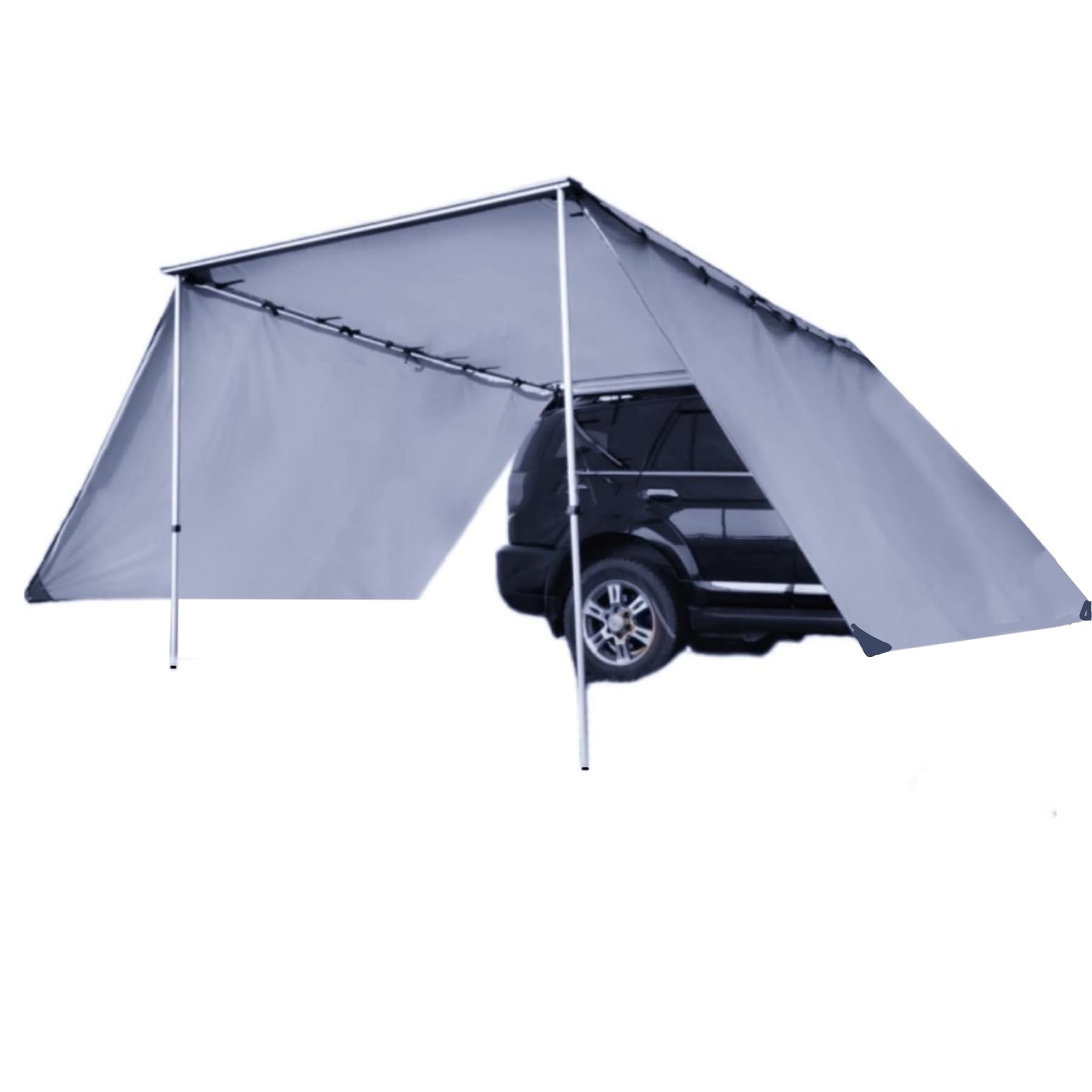 Danchel Outdoor Portable Car Awning with Side Wall - Waterproof Vehicle Roof Rack Awning for Overlanding, Camping, and Outdoor Adventures, 4.9x8.2ft with 2pcs 8.2x6.5ft Side Panels, Gray - Perfect for Beach, Picnic, and Tailgating